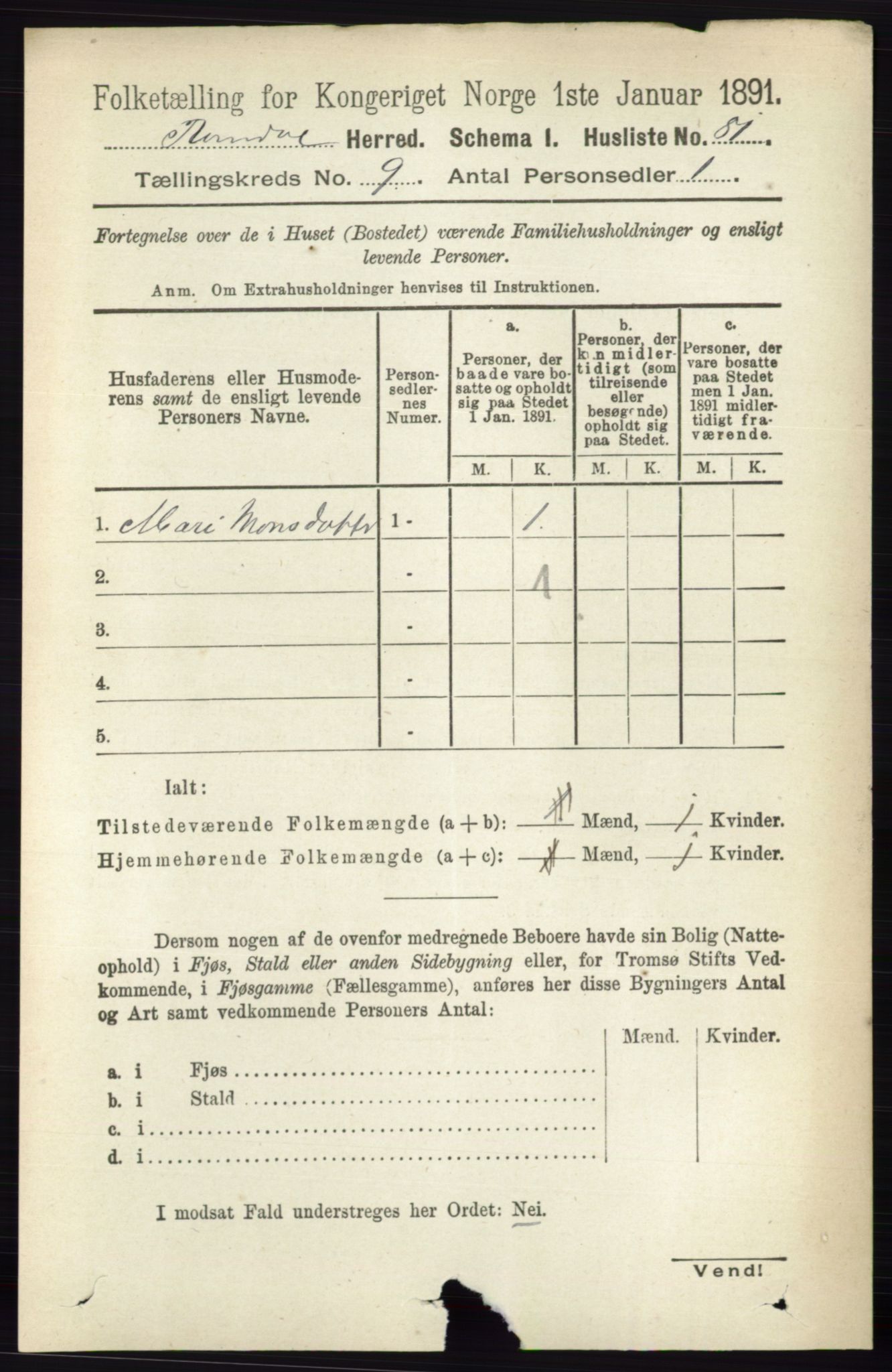 RA, 1891 census for 0416 Romedal, 1891, p. 4316