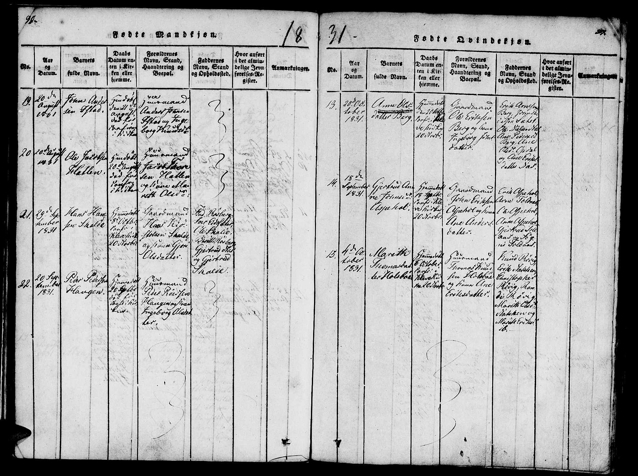 Ministerialprotokoller, klokkerbøker og fødselsregistre - Møre og Romsdal, AV/SAT-A-1454/557/L0679: Parish register (official) no. 557A01, 1818-1843, p. 90-91