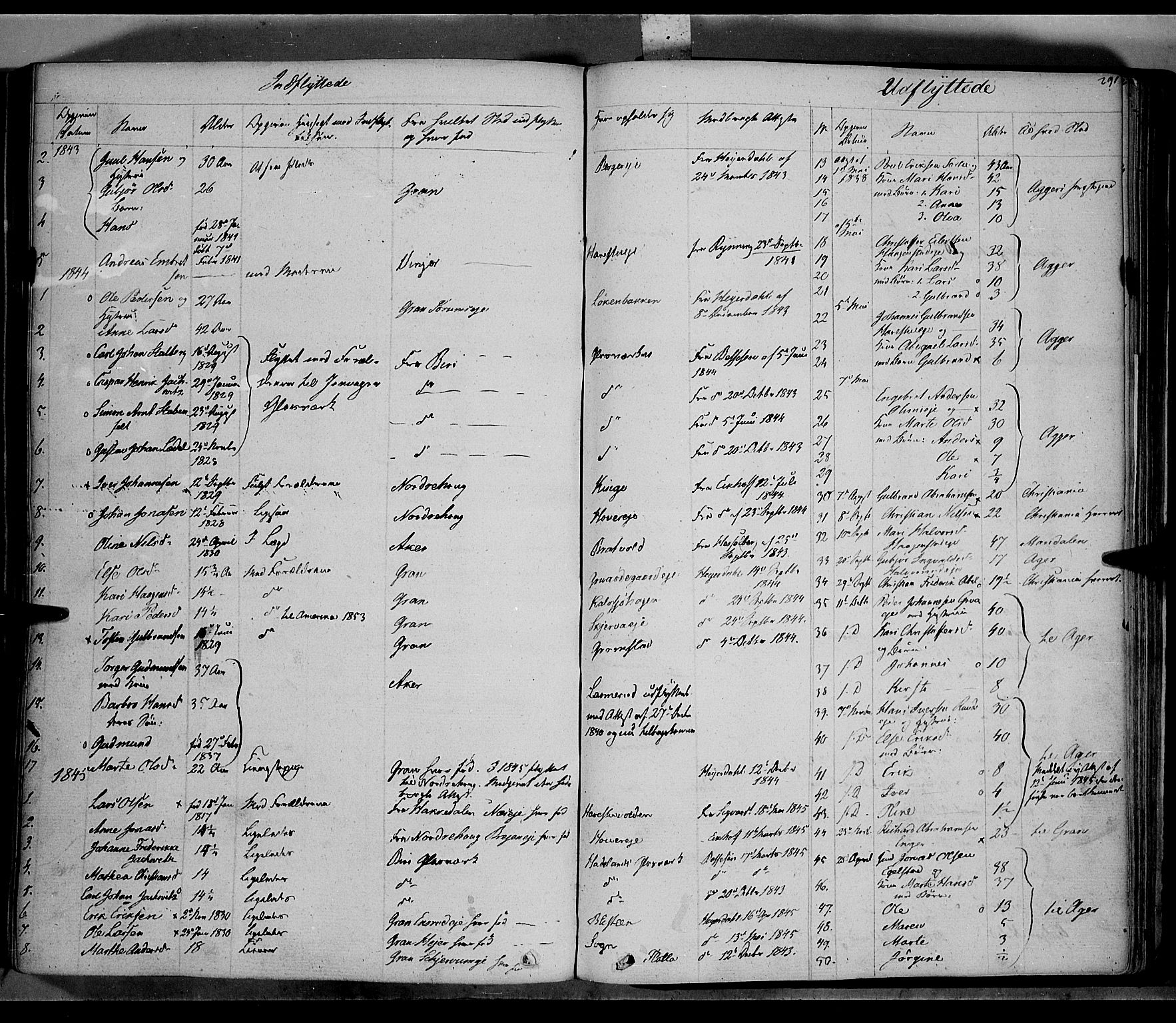 Jevnaker prestekontor, SAH/PREST-116/H/Ha/Haa/L0006: Parish register (official) no. 6, 1837-1857, p. 291