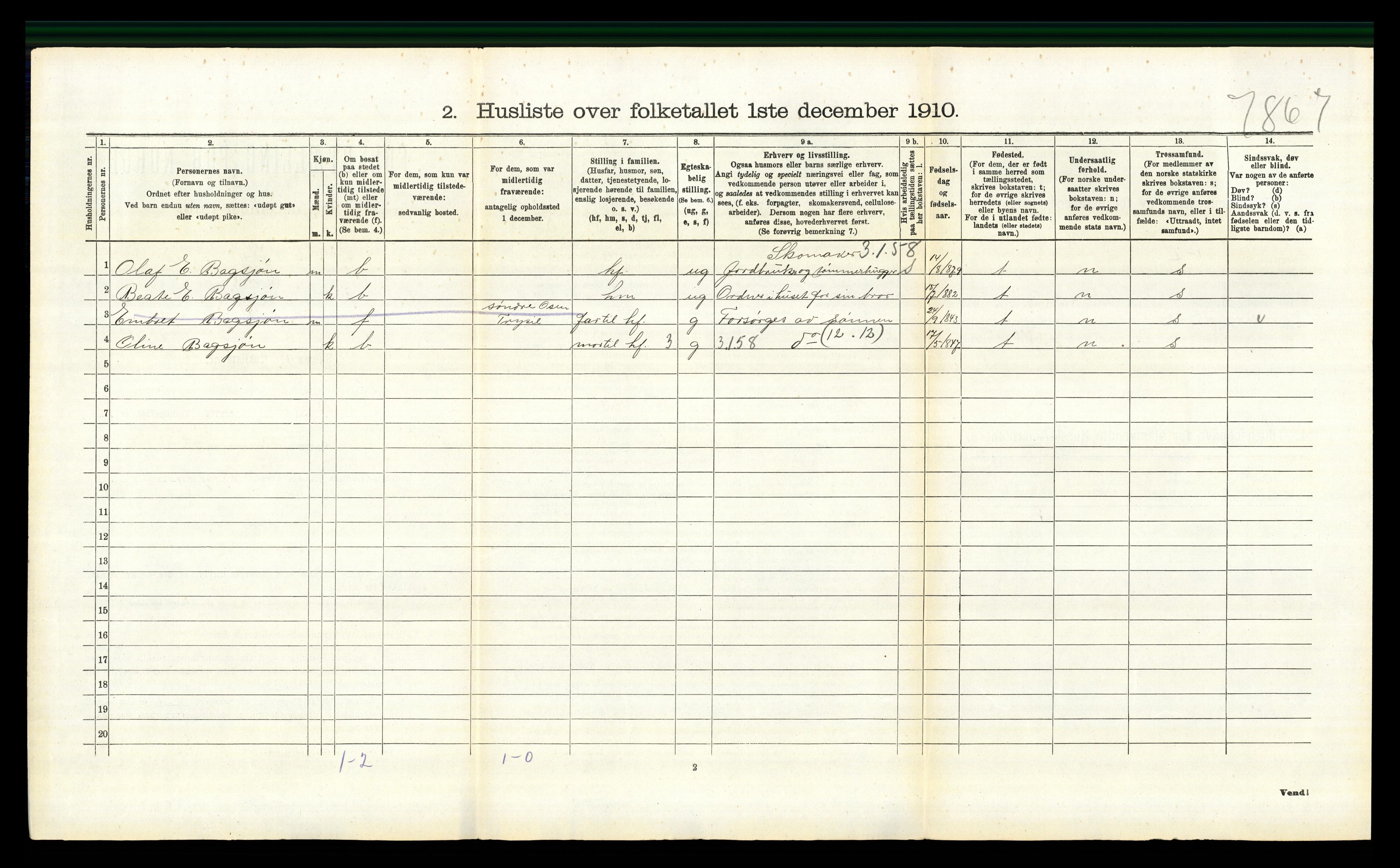RA, 1910 census for Trysil, 1910, p. 1346