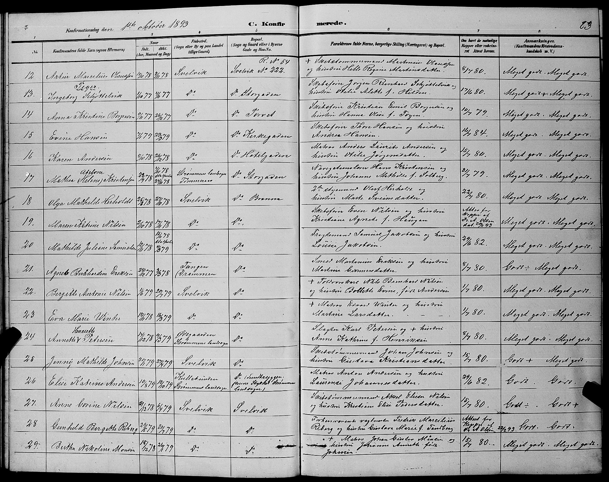 Strømm kirkebøker, AV/SAKO-A-322/G/Gb/L0001: Parish register (copy) no. II 1, 1889-1896, p. 83