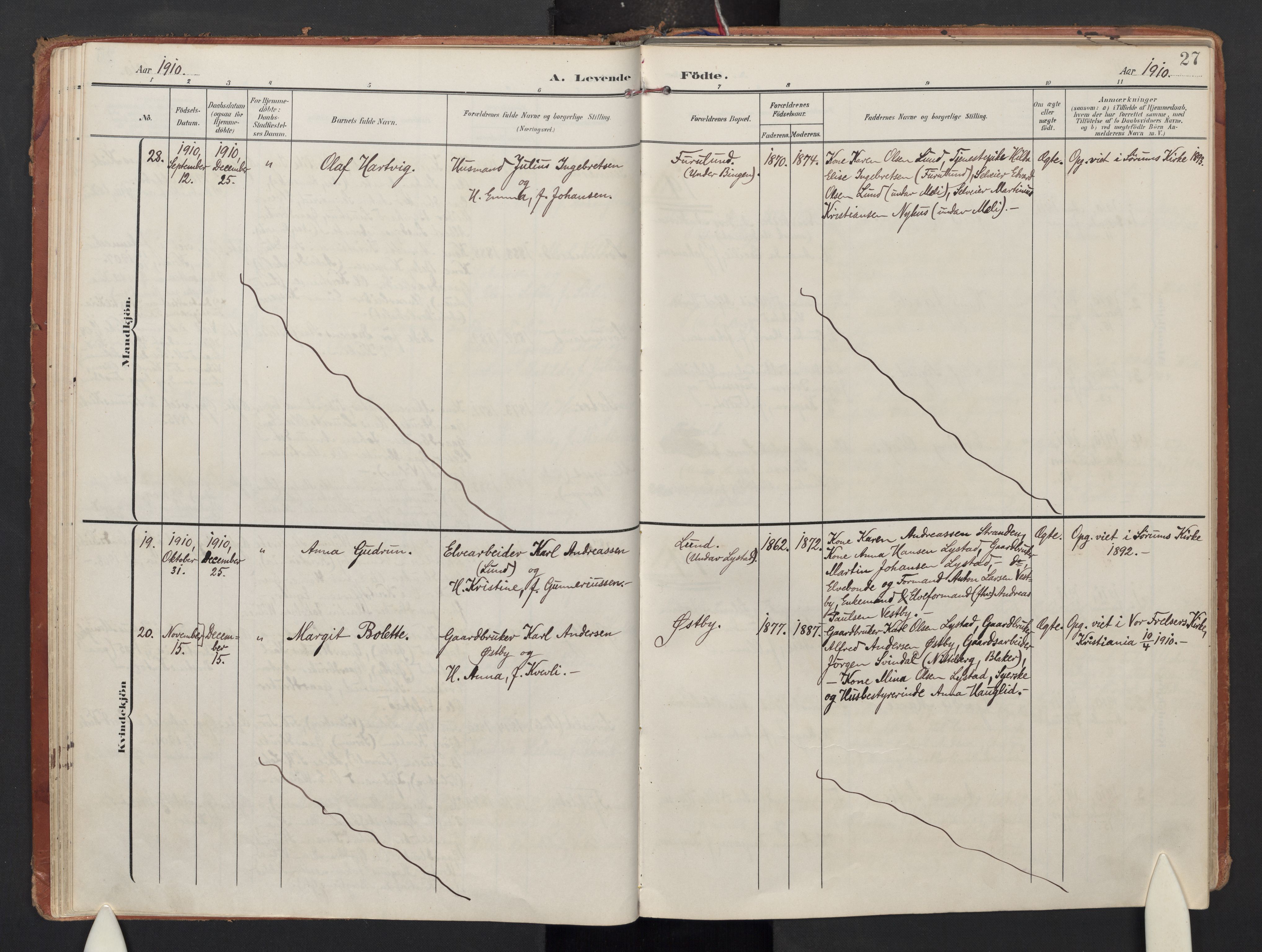 Sørum prestekontor Kirkebøker, AV/SAO-A-10303/F/Fa/L0010: Parish register (official) no. I 10, 1907-1925, p. 27