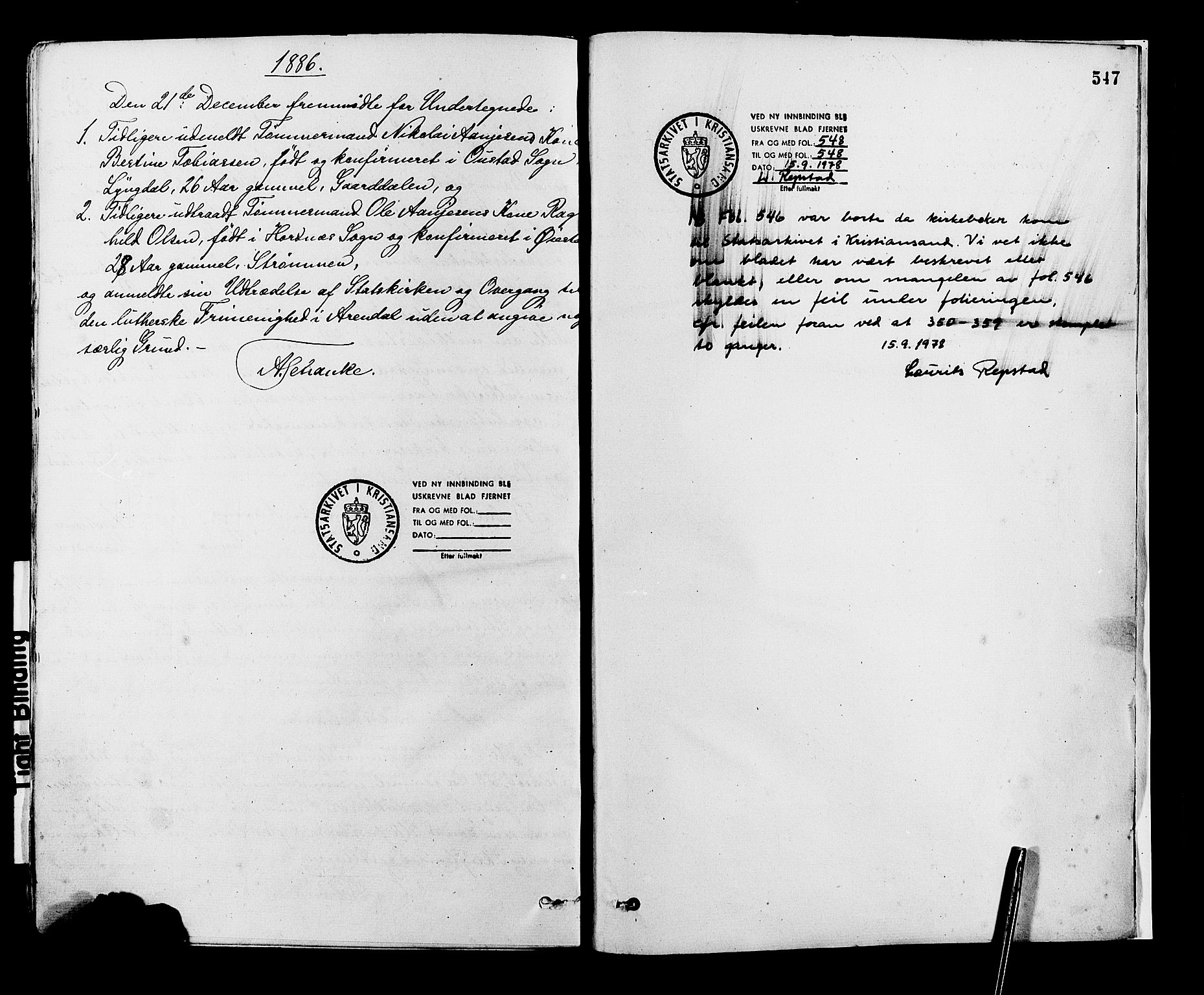 Øyestad sokneprestkontor, SAK/1111-0049/F/Fa/L0016: Parish register (official) no. A 16, 1874-1886, p. 547