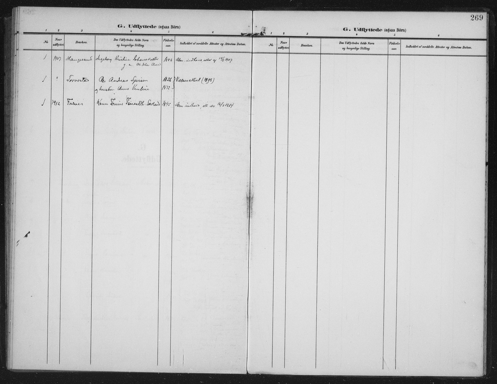 Kopervik sokneprestkontor, SAST/A-101850/H/Ha/Haa/L0005: Parish register (official) no. A 5, 1906-1924, p. 269