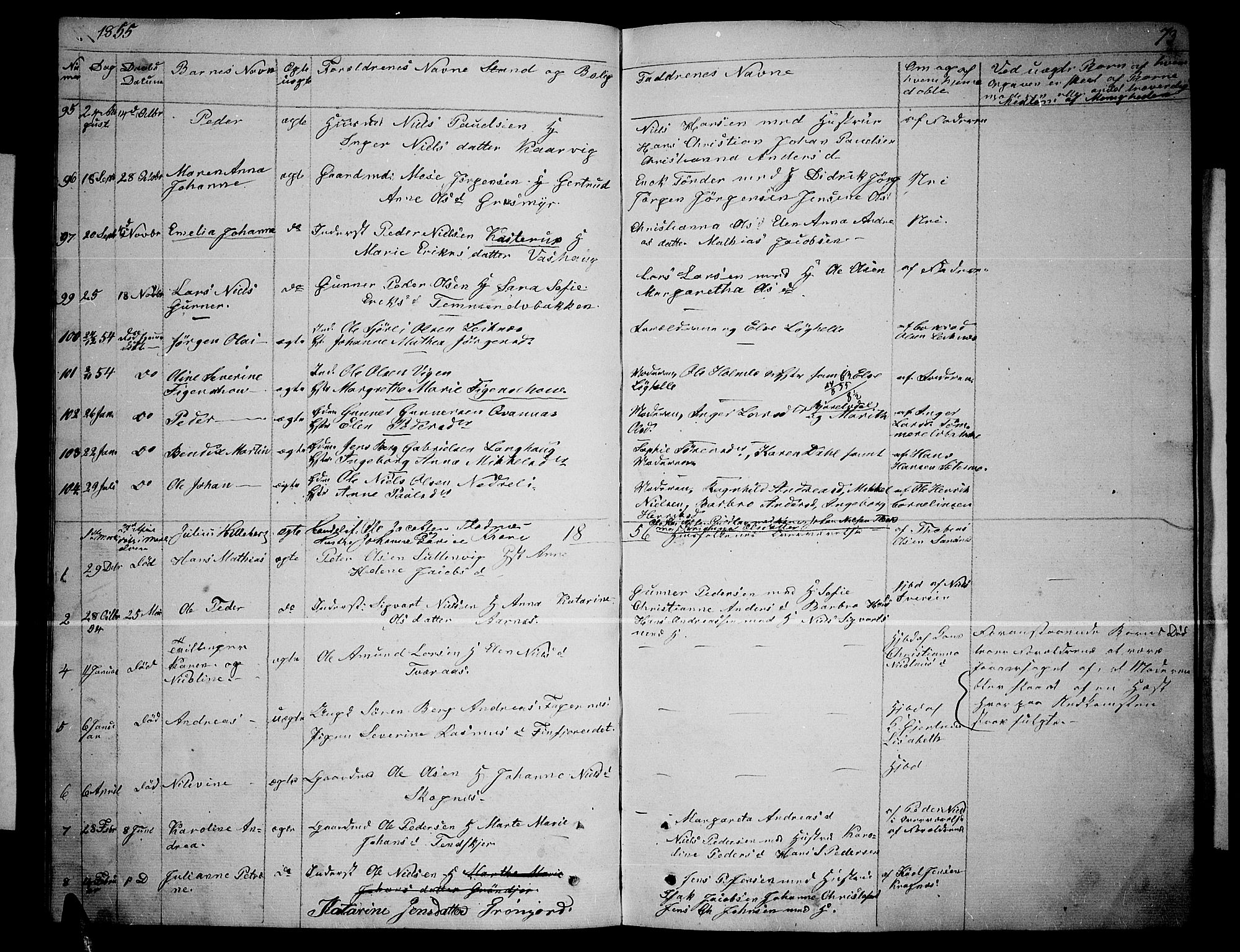 Lenvik sokneprestembete, AV/SATØ-S-1310/H/Ha/Hab/L0003klokker: Parish register (copy) no. 3, 1844-1858, p. 73