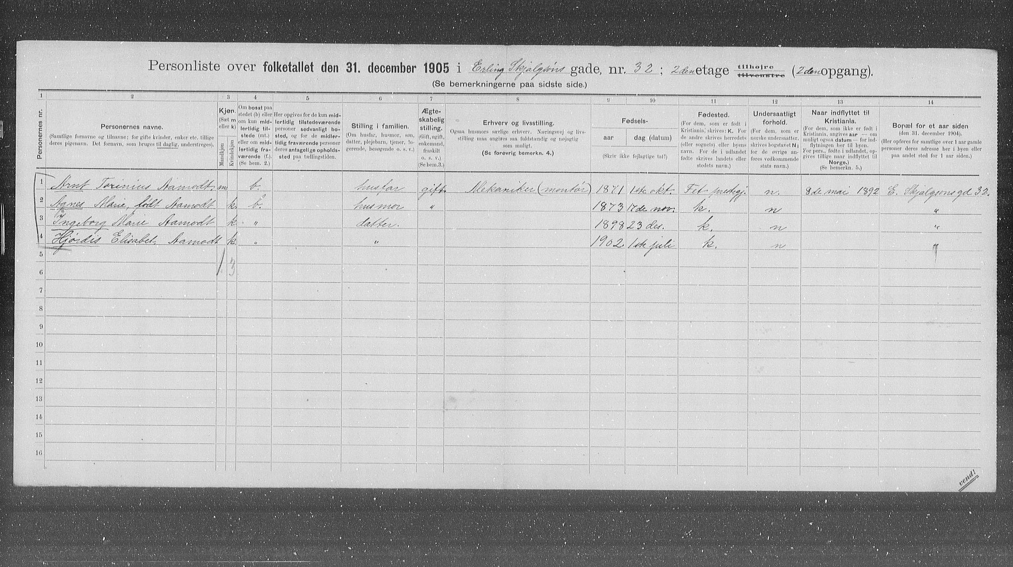 OBA, Municipal Census 1905 for Kristiania, 1905, p. 11557