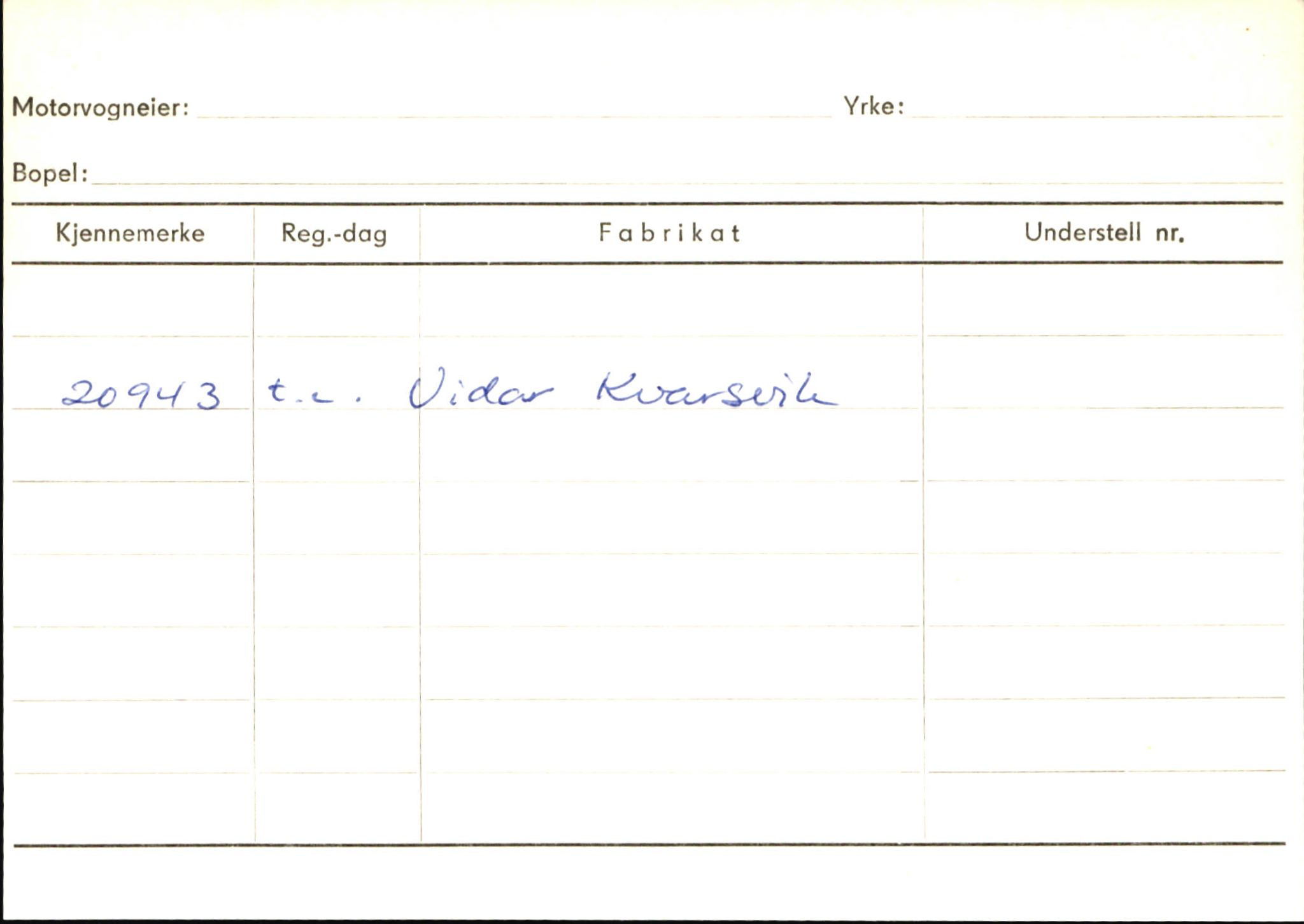 Statens vegvesen, Sogn og Fjordane vegkontor, SAB/A-5301/4/F/L0145: Registerkort Vågsøy S-Å. Årdal I-P, 1945-1975, p. 1139