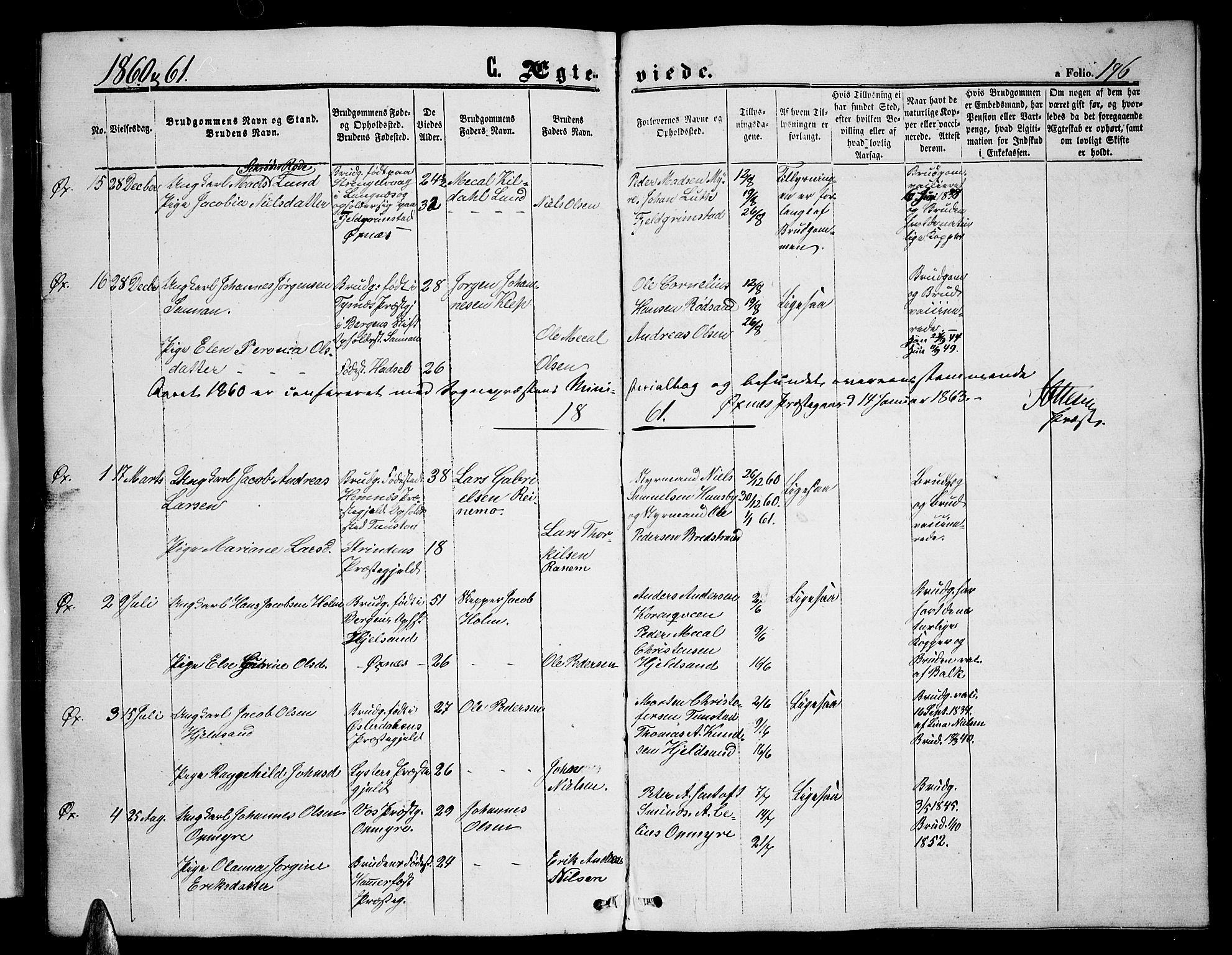 Ministerialprotokoller, klokkerbøker og fødselsregistre - Nordland, AV/SAT-A-1459/893/L1347: Parish register (copy) no. 893C02, 1858-1866, p. 196