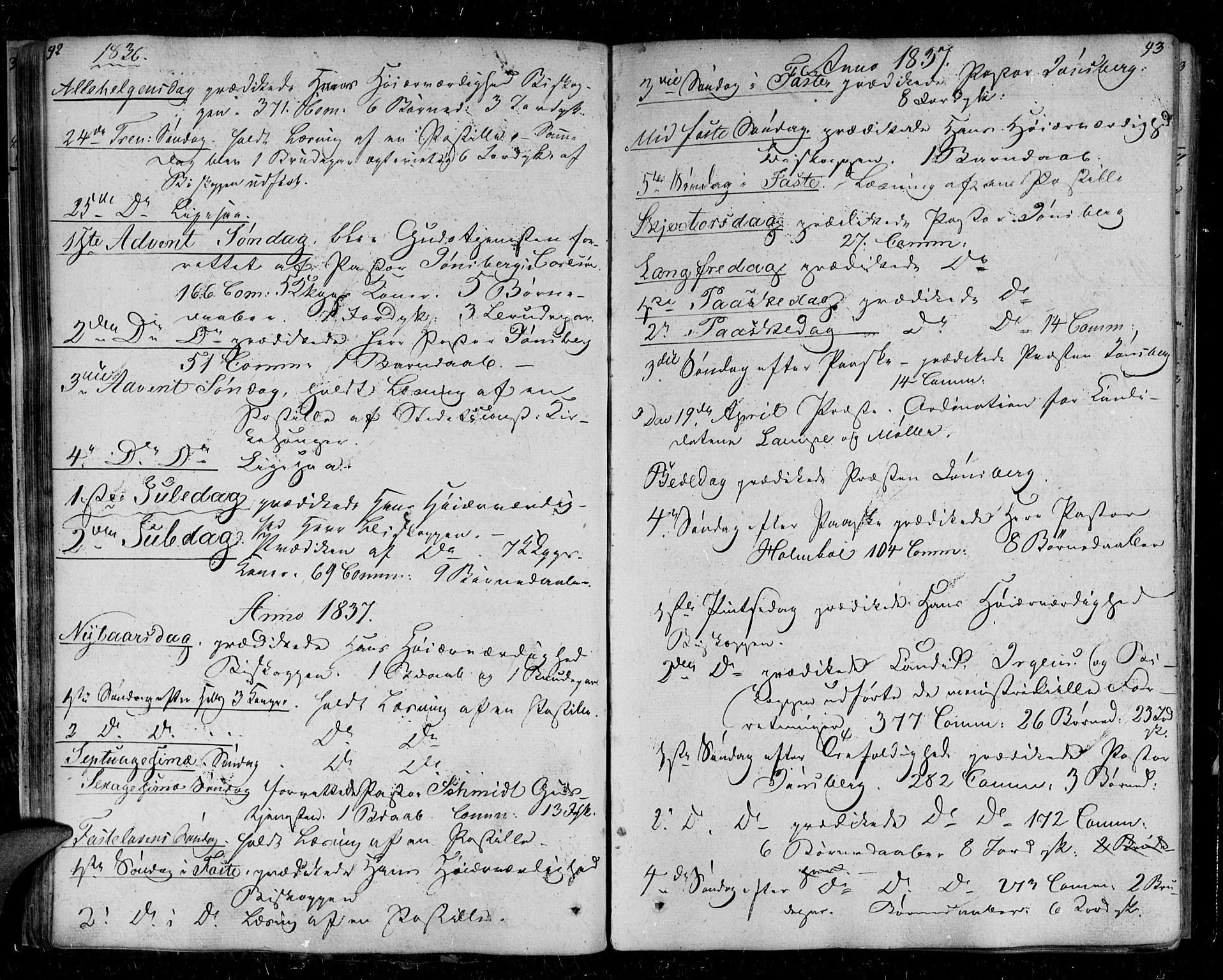 Tromsø sokneprestkontor/stiftsprosti/domprosti, AV/SATØ-S-1343/G/Ga/L0008kirke: Parish register (official) no. 8, 1829-1837, p. 92-93