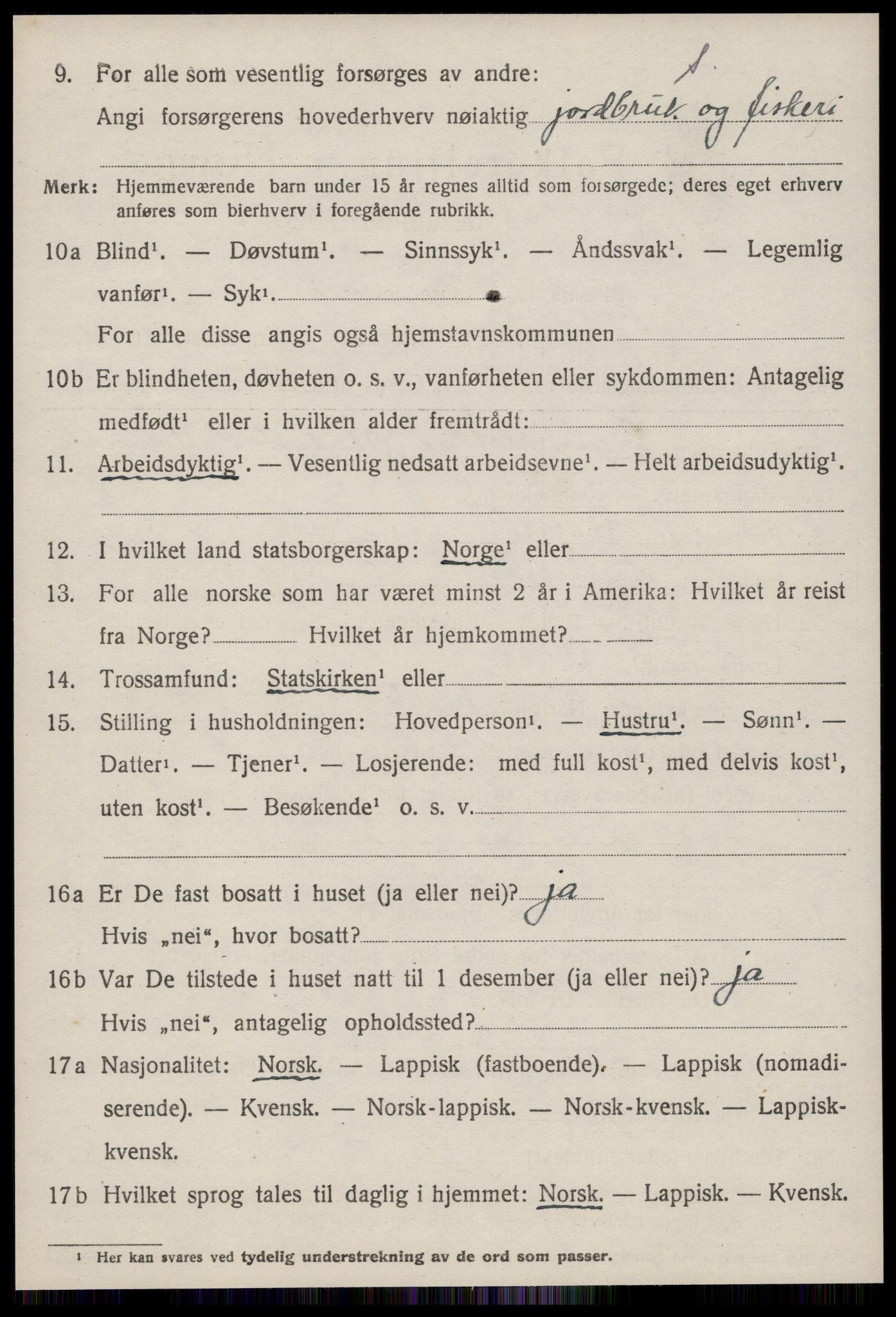 SAT, 1920 census for Agdenes, 1920, p. 2480