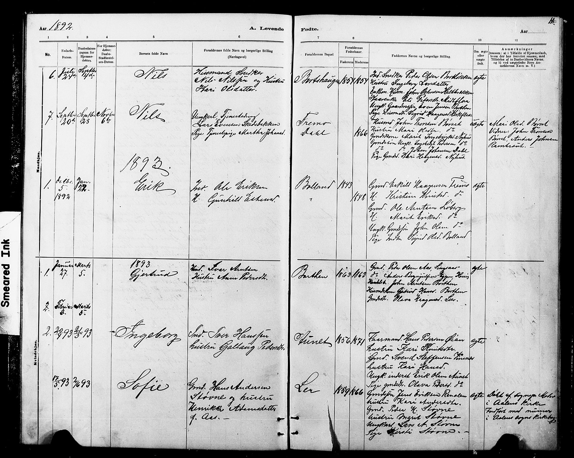 Ministerialprotokoller, klokkerbøker og fødselsregistre - Sør-Trøndelag, SAT/A-1456/693/L1123: Parish register (copy) no. 693C04, 1887-1910, p. 11