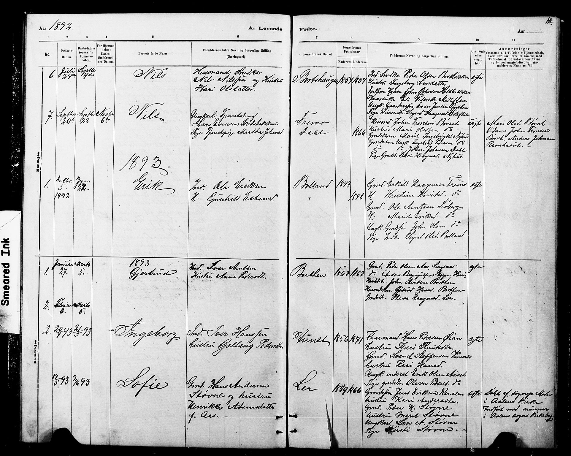 Ministerialprotokoller, klokkerbøker og fødselsregistre - Sør-Trøndelag, AV/SAT-A-1456/693/L1123: Parish register (copy) no. 693C04, 1887-1910, p. 11