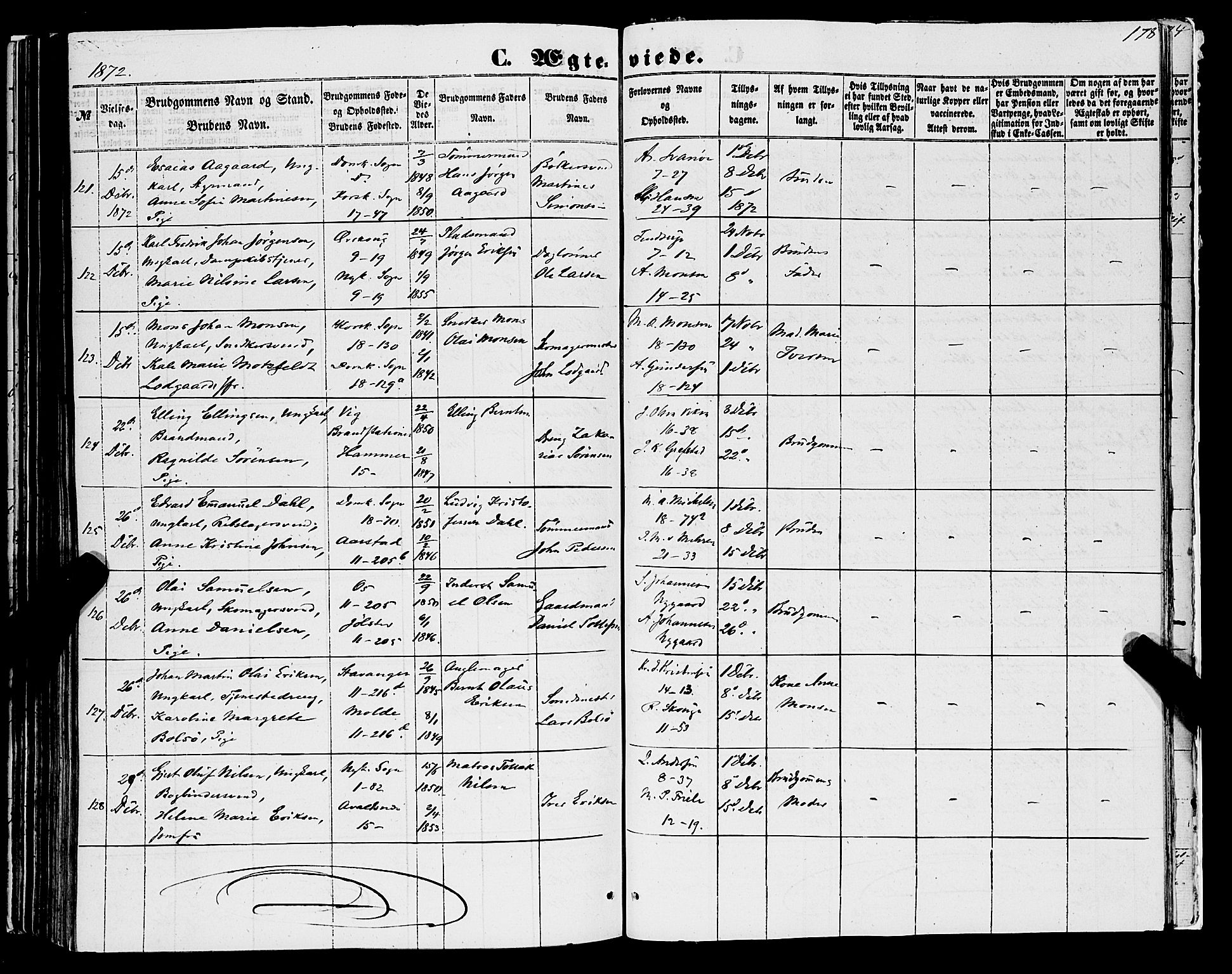 Domkirken sokneprestembete, AV/SAB-A-74801/H/Haa/L0034: Parish register (official) no. D 2, 1853-1874, p. 178