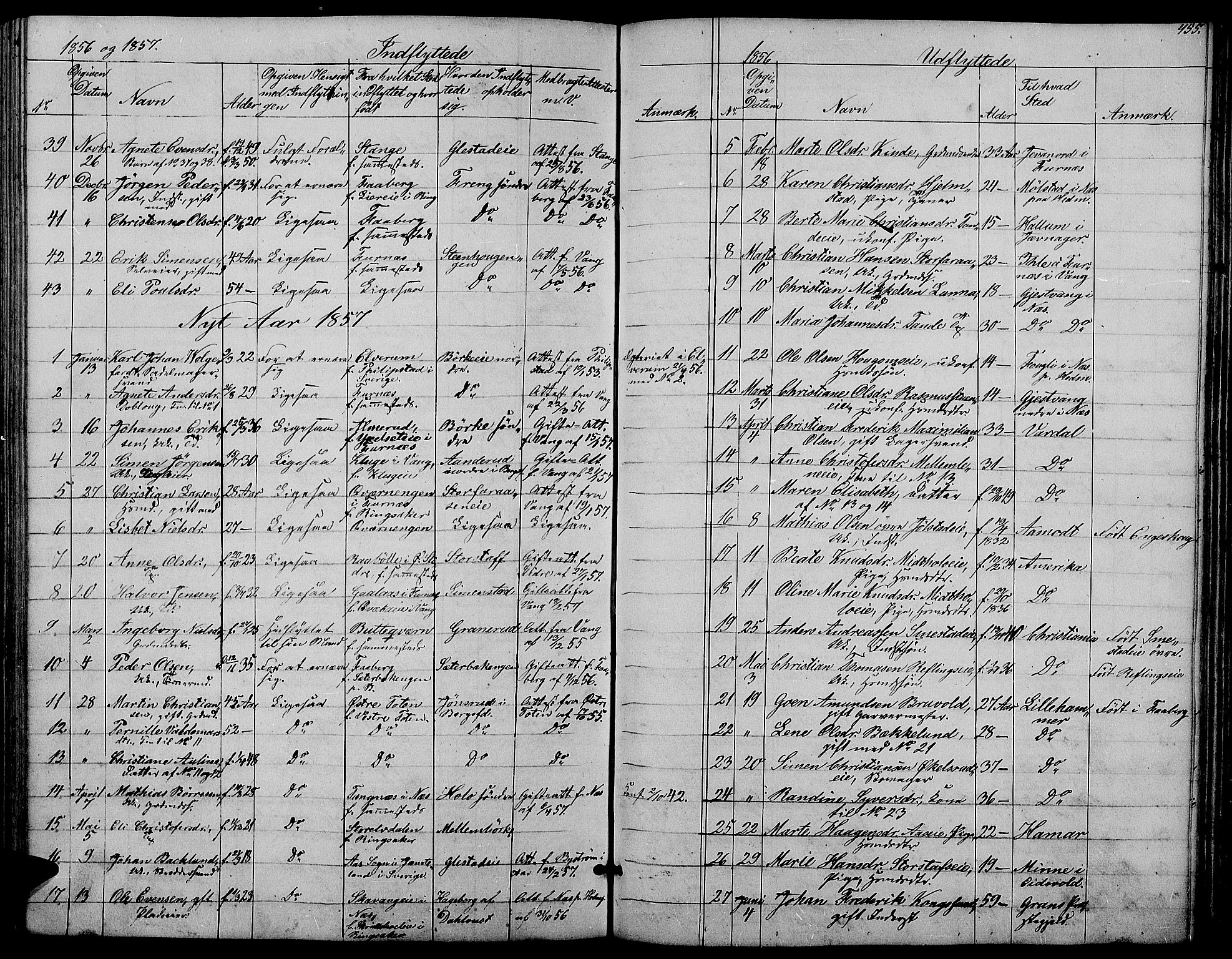 Ringsaker prestekontor, SAH/PREST-014/L/La/L0006: Parish register (copy) no. 6, 1851-1860, p. 455