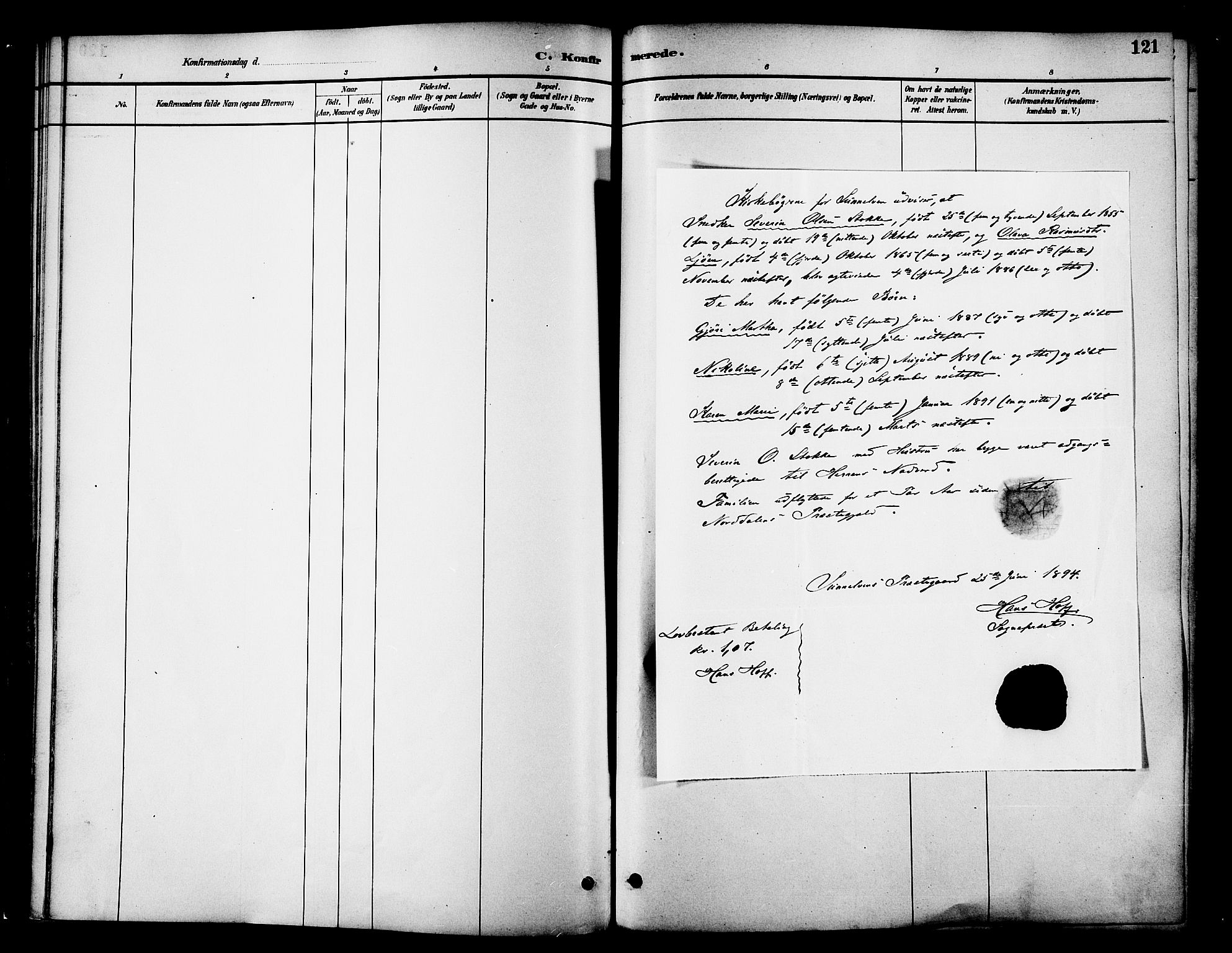Ministerialprotokoller, klokkerbøker og fødselsregistre - Møre og Romsdal, AV/SAT-A-1454/519/L0255: Parish register (official) no. 519A14, 1884-1908, p. 121