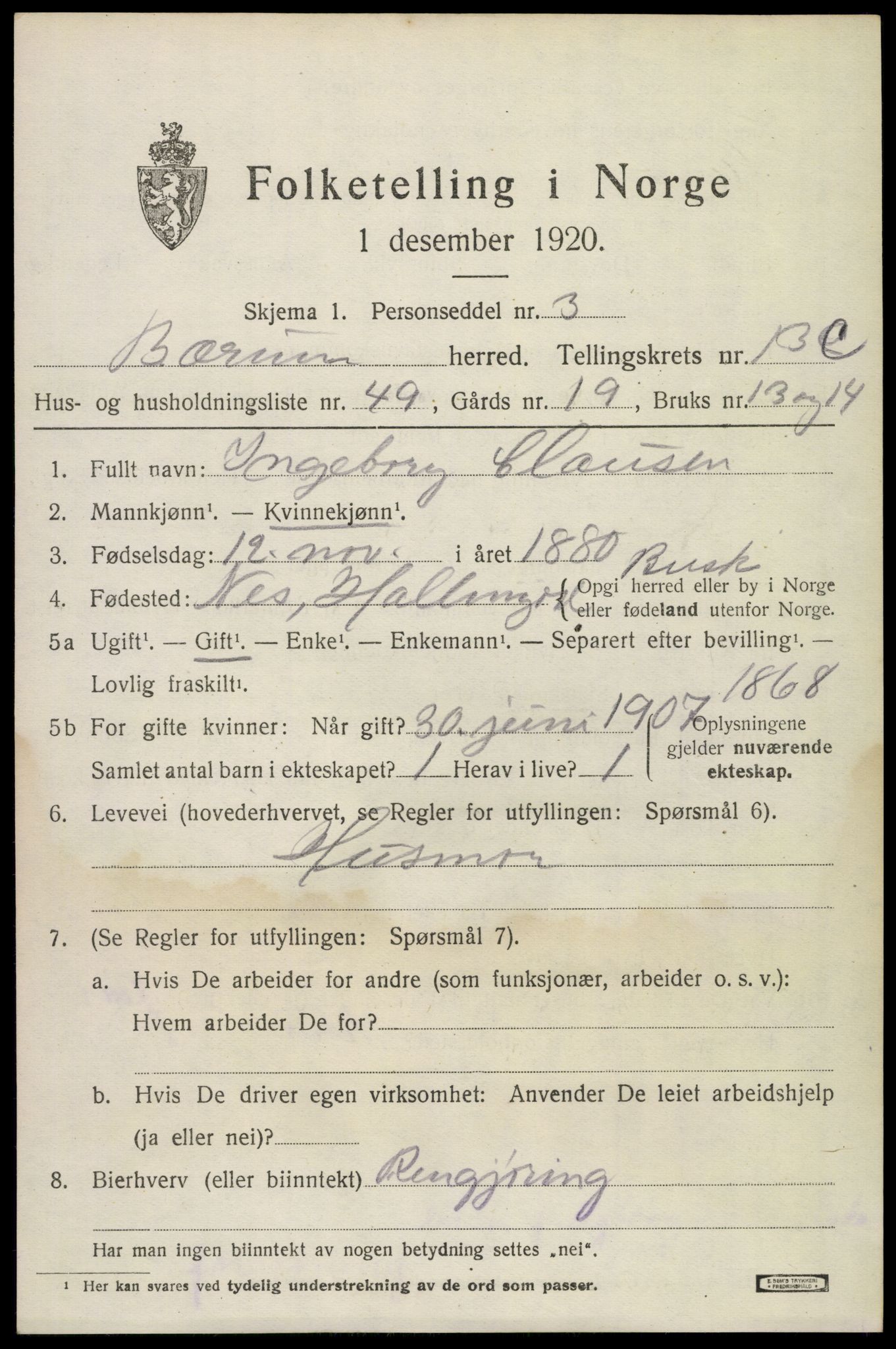 SAO, 1920 census for Bærum, 1920, p. 36380