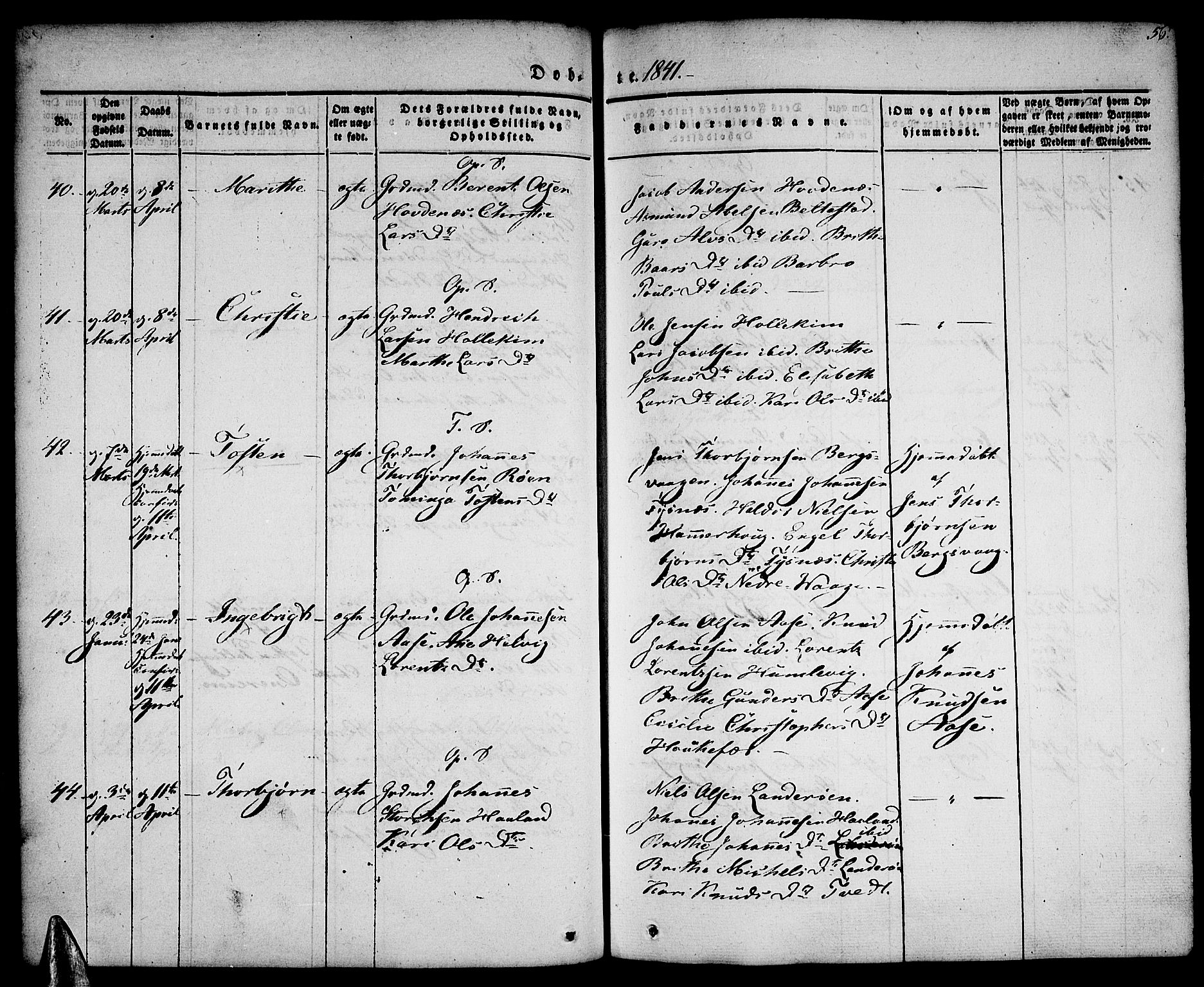 Tysnes sokneprestembete, SAB/A-78601/H/Haa: Parish register (official) no. A 9, 1837-1848, p. 56