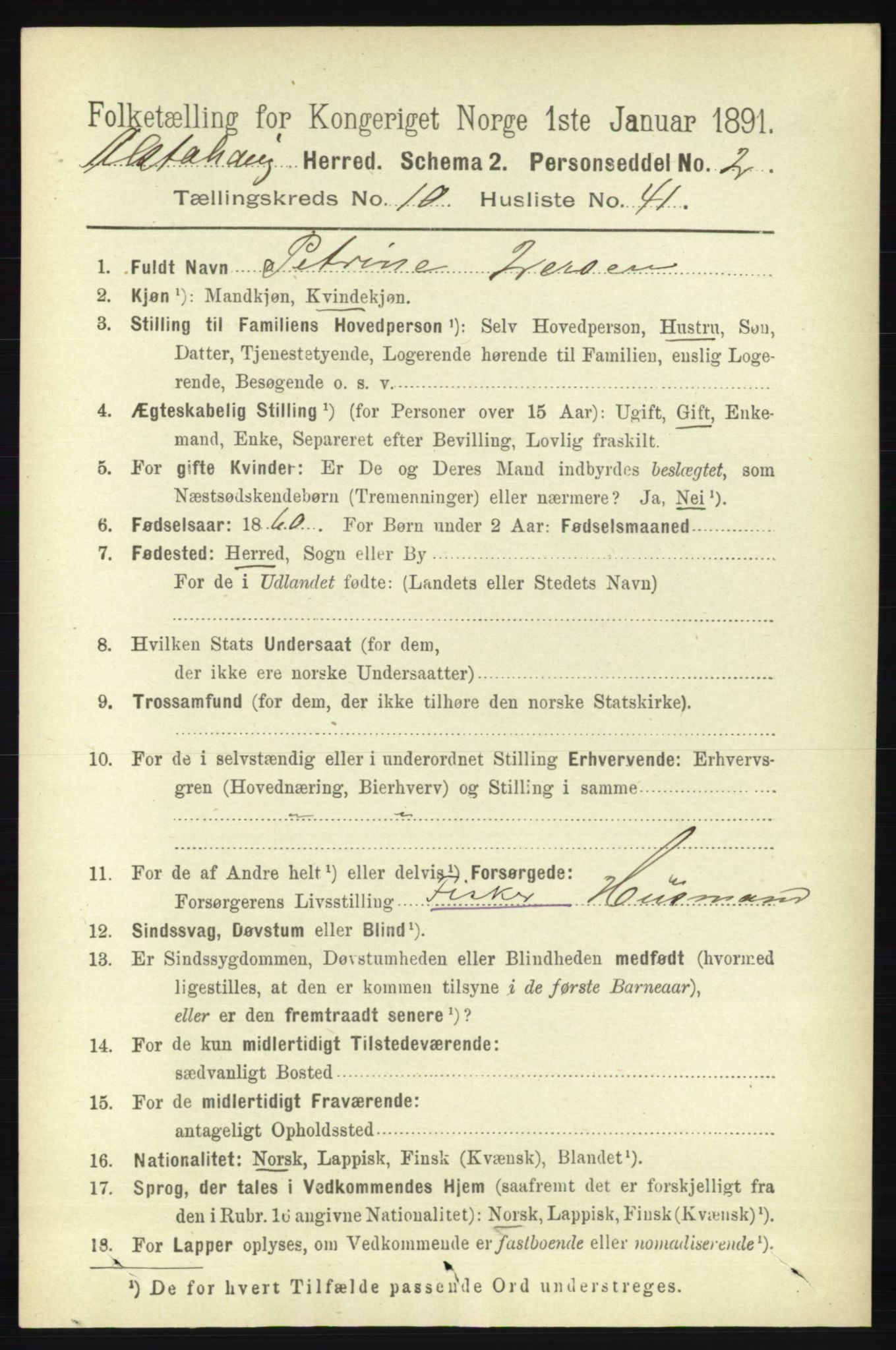 RA, 1891 census for 1820 Alstahaug, 1891, p. 3807