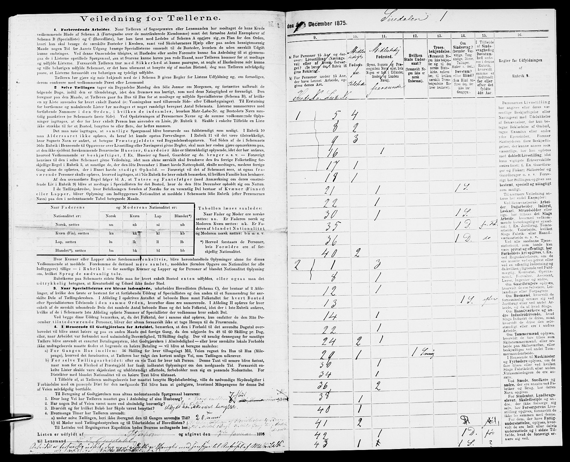 SAK, 1875 census for 1046P Sirdal, 1875, p. 33