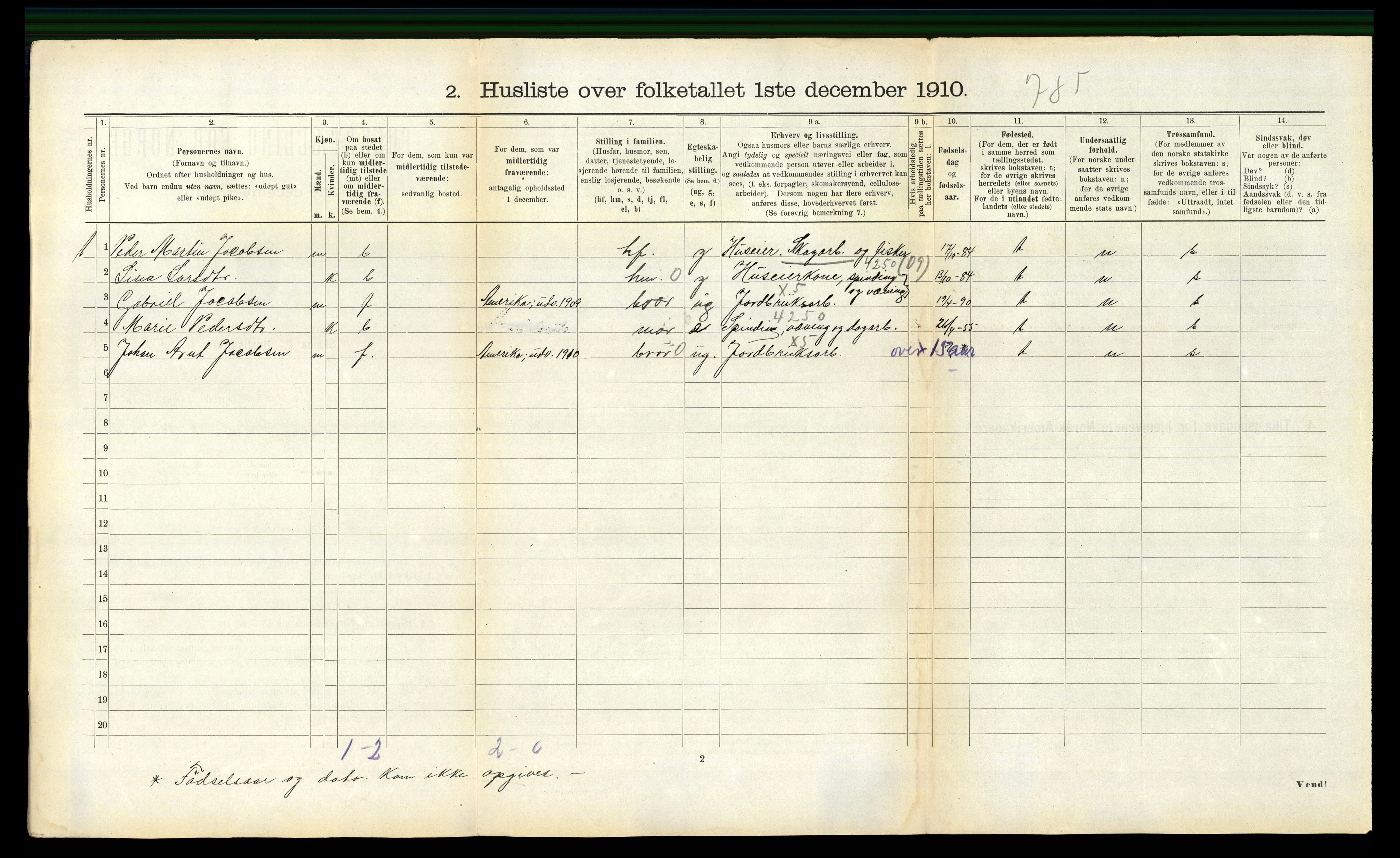 RA, 1910 census for Hemne, 1910, p. 330