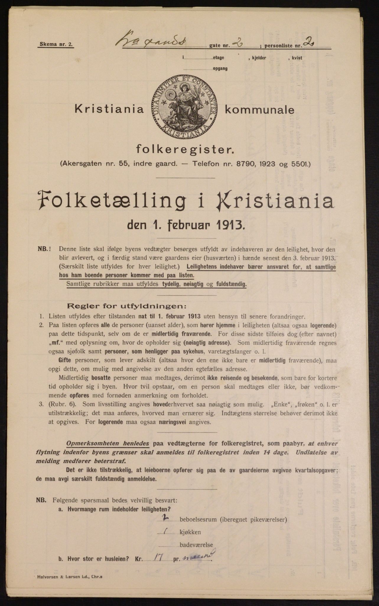 OBA, Municipal Census 1913 for Kristiania, 1913, p. 53943