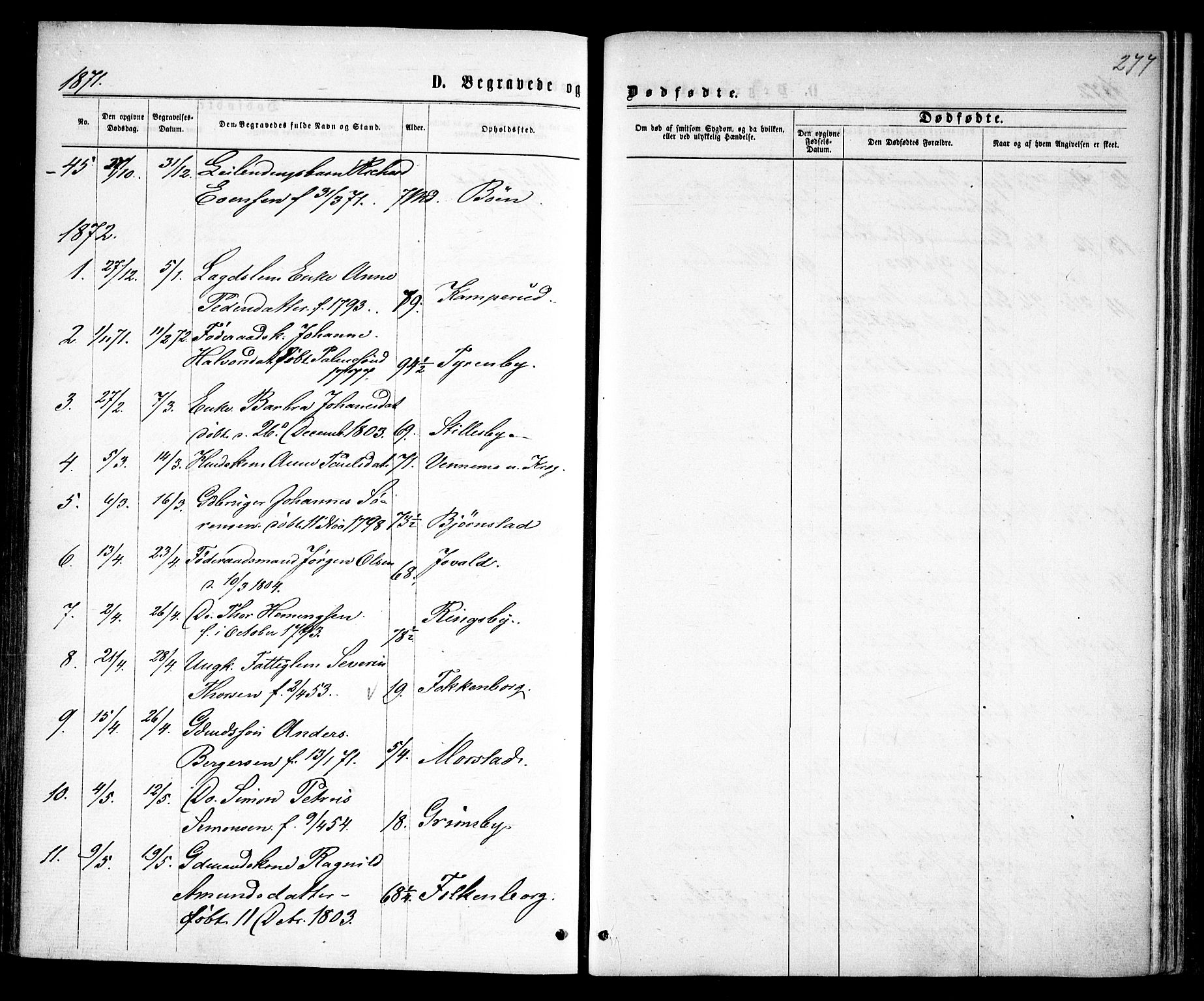 Rødenes prestekontor Kirkebøker, AV/SAO-A-2005/F/Fa/L0008: Parish register (official) no. I 8, 1869-1879, p. 277