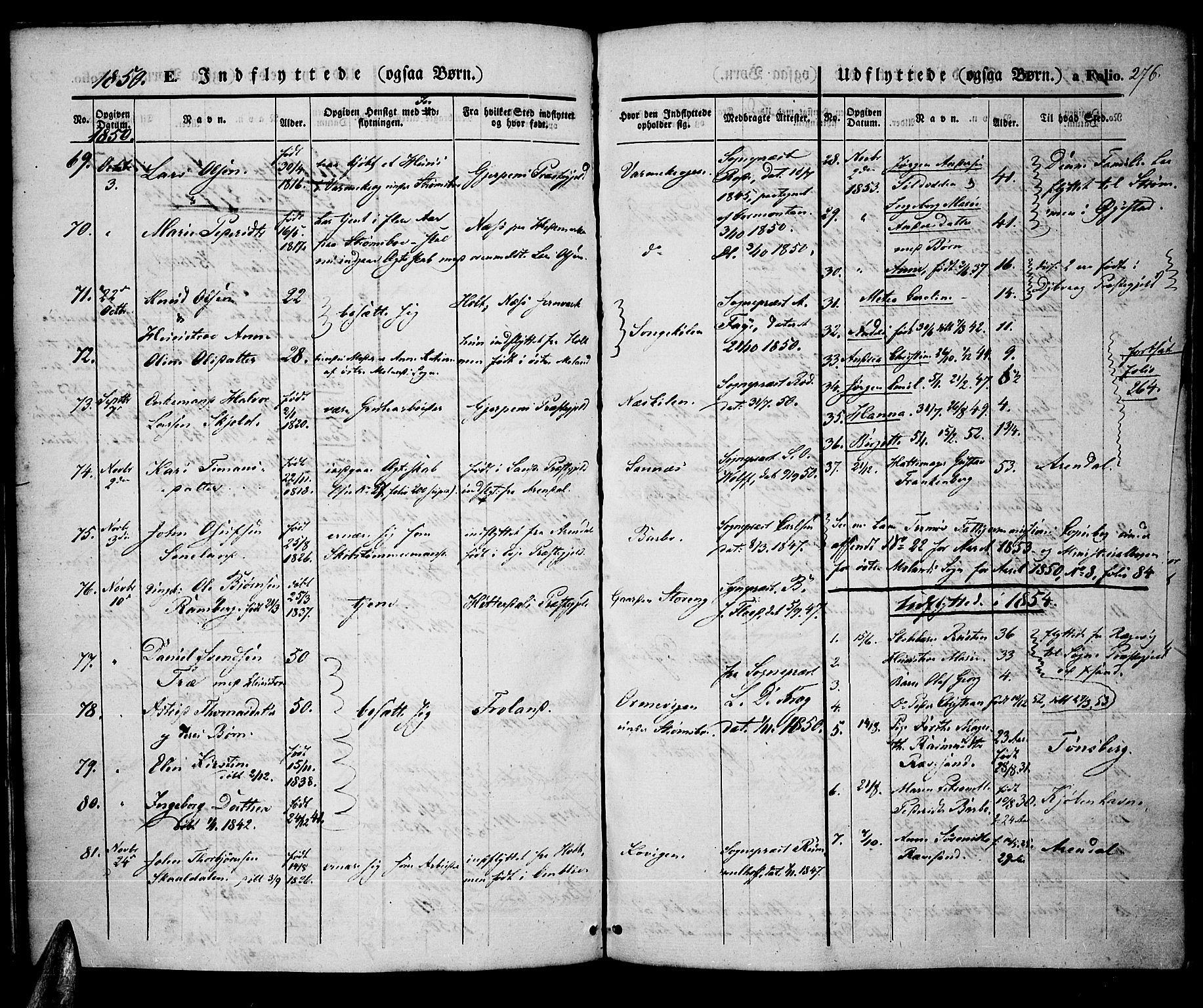 Tromøy sokneprestkontor, AV/SAK-1111-0041/F/Fa/L0005: Parish register (official) no. A 5, 1847-1856, p. 276