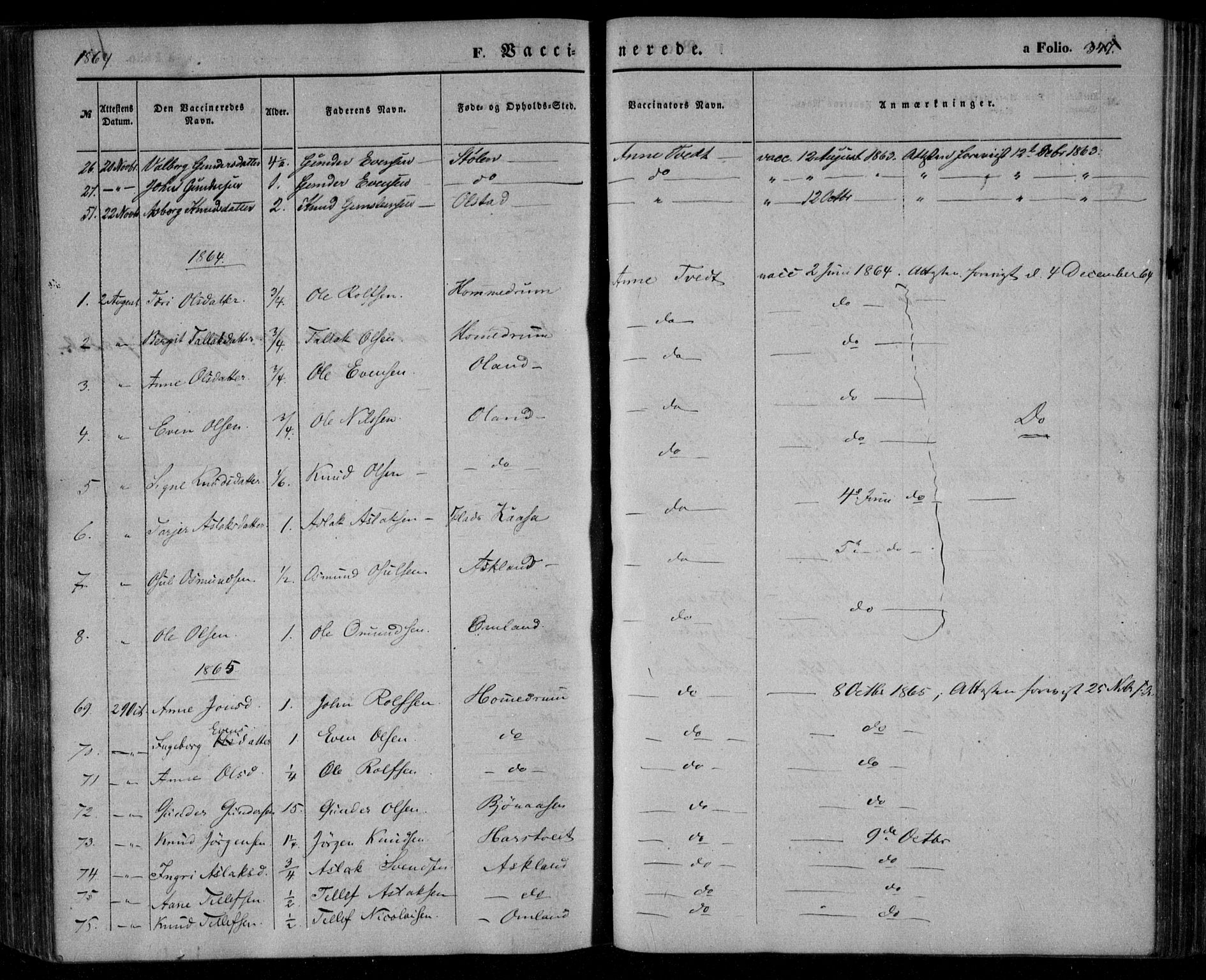 Åmli sokneprestkontor, AV/SAK-1111-0050/F/Fa/Fac/L0008: Parish register (official) no. A 8, 1852-1869, p. 347