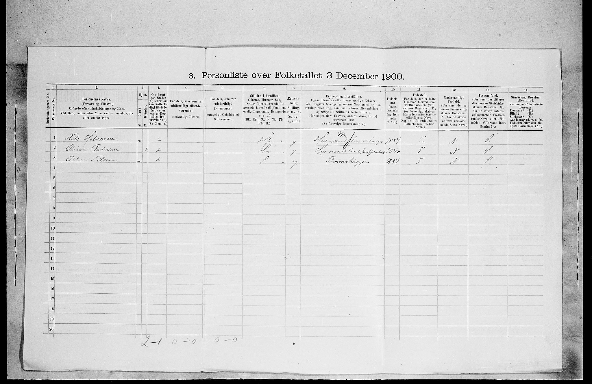SAH, 1900 census for Grue, 1900, p. 1369