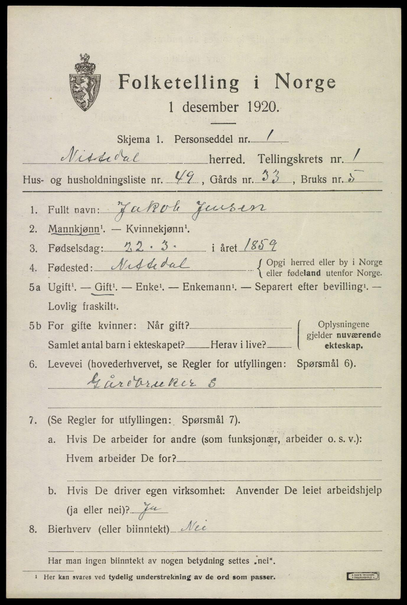 SAO, 1920 census for Nittedal, 1920, p. 1778