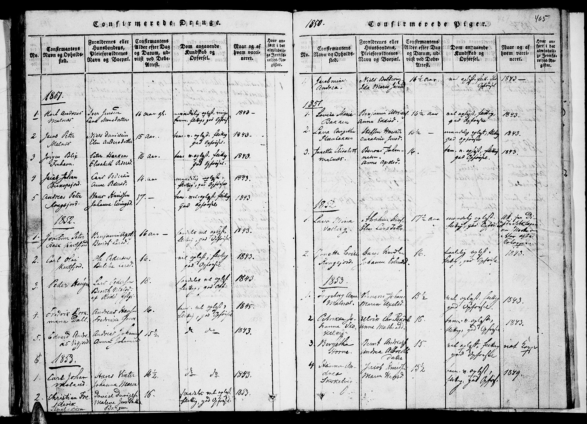 Ministerialprotokoller, klokkerbøker og fødselsregistre - Nordland, AV/SAT-A-1459/884/L1195: Parish register (copy) no. 884C01, 1837-1867, p. 464-465