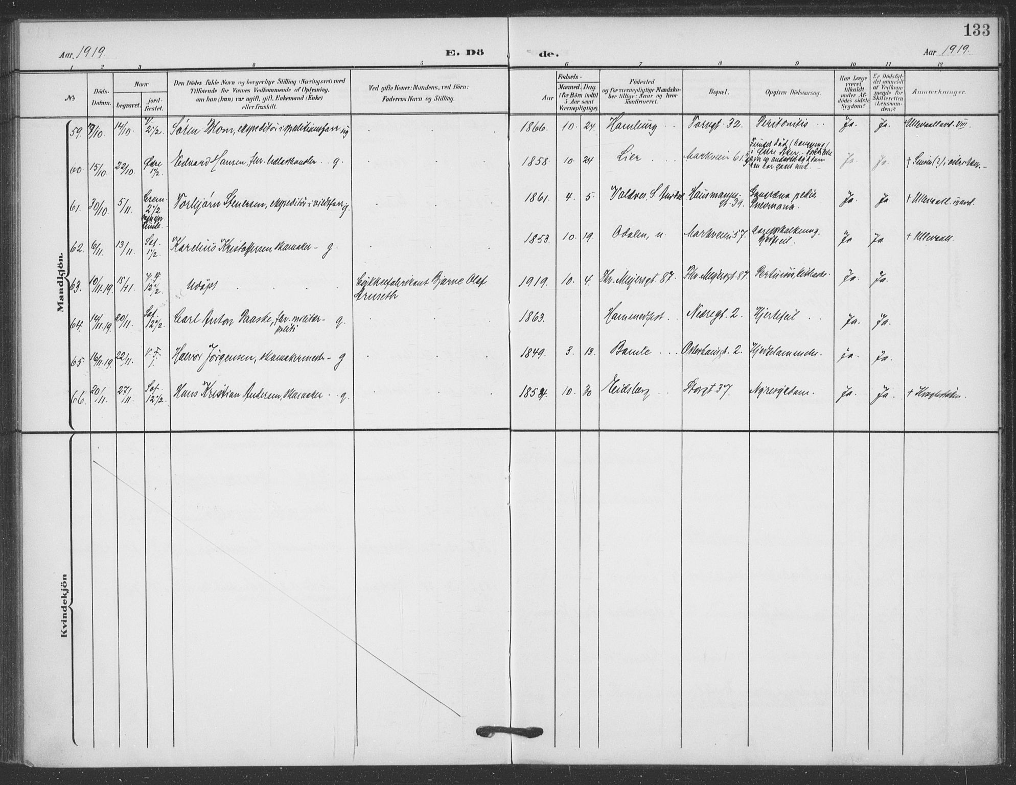Jakob prestekontor Kirkebøker, SAO/A-10850/F/Fa/L0011: Parish register (official) no. 11, 1906-1920, p. 133