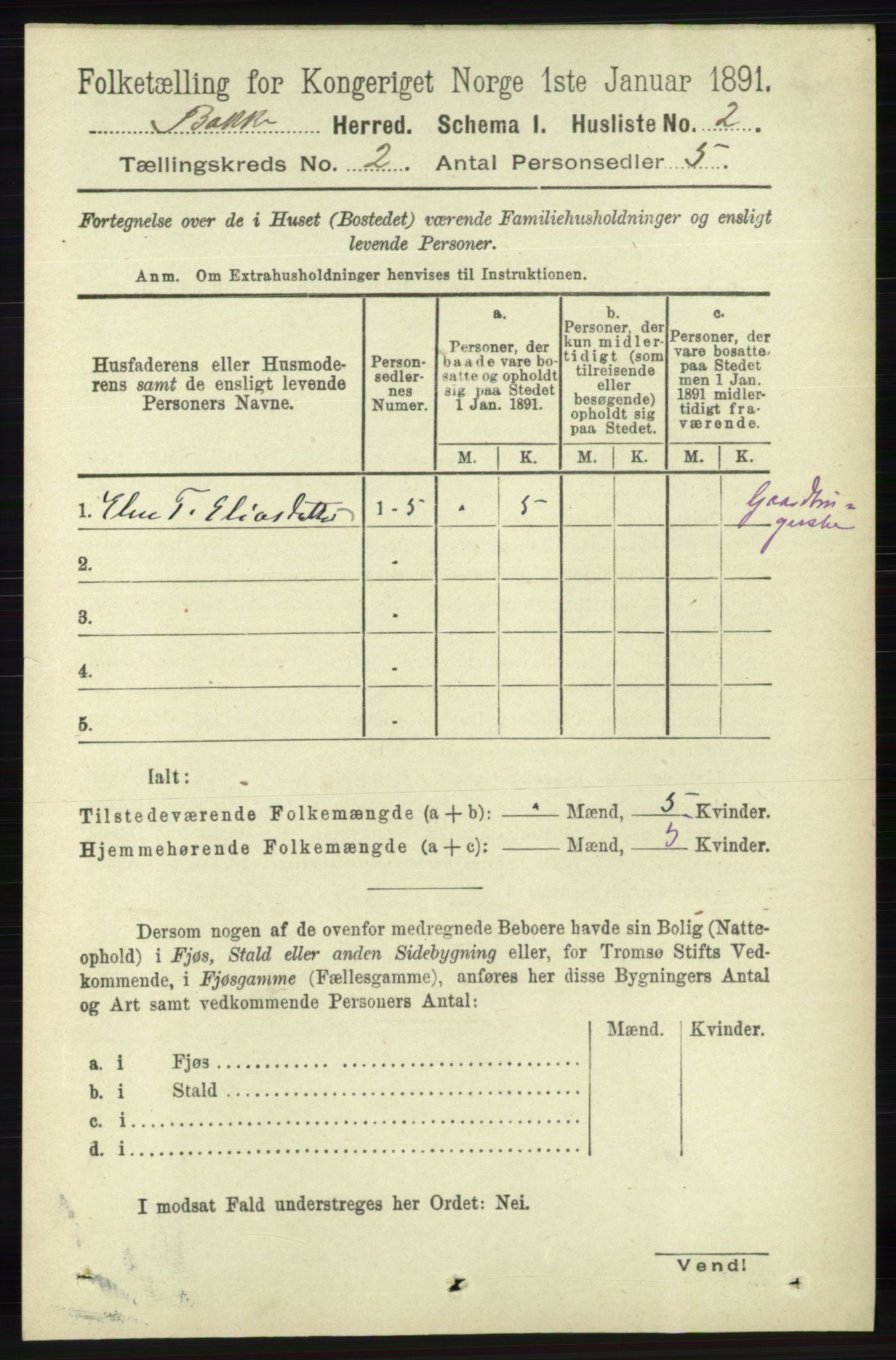 RA, 1891 census for 1045 Bakke, 1891, p. 263