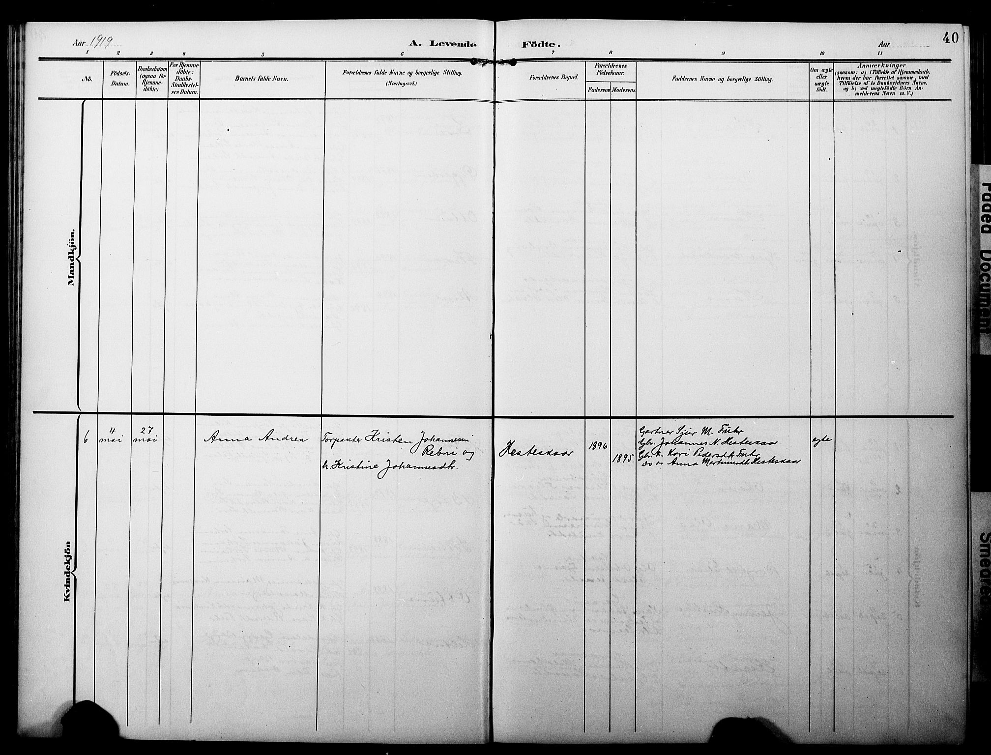 Luster sokneprestembete, AV/SAB-A-81101/H/Hab/Haba/L0001: Parish register (copy) no. A 1, 1903-1930, p. 40