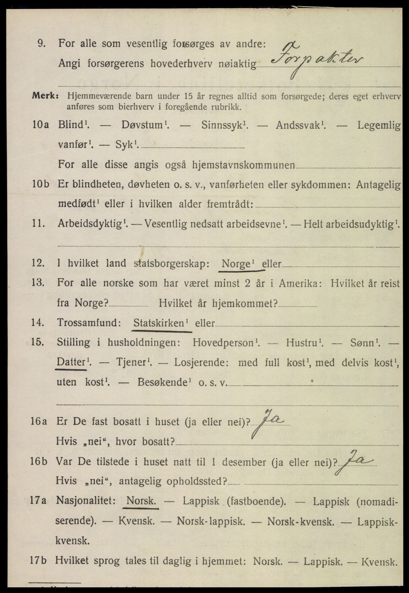 SAT, 1920 census for Snåsa, 1920, p. 1513