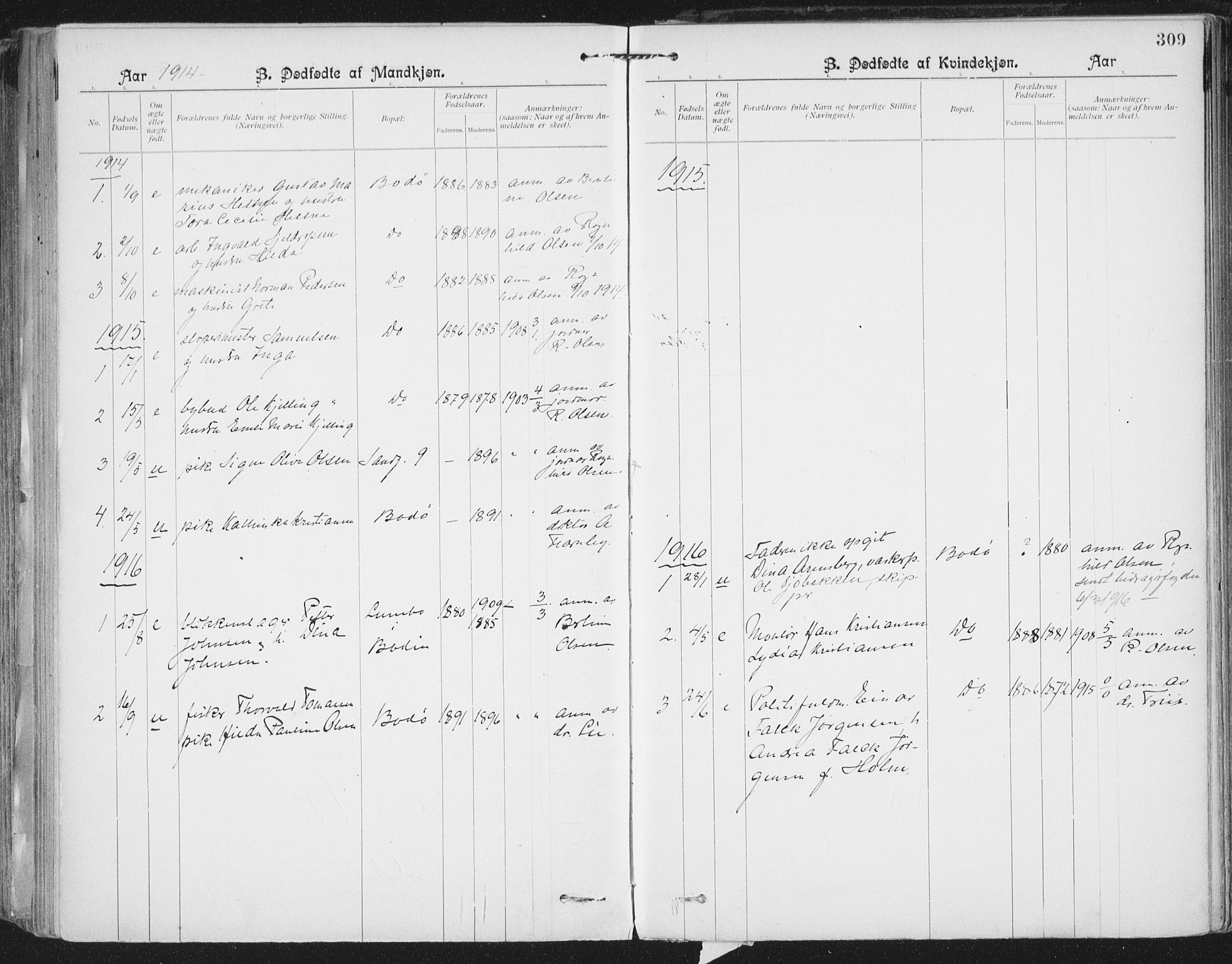 Ministerialprotokoller, klokkerbøker og fødselsregistre - Nordland, AV/SAT-A-1459/801/L0011: Parish register (official) no. 801A11, 1900-1916, p. 309