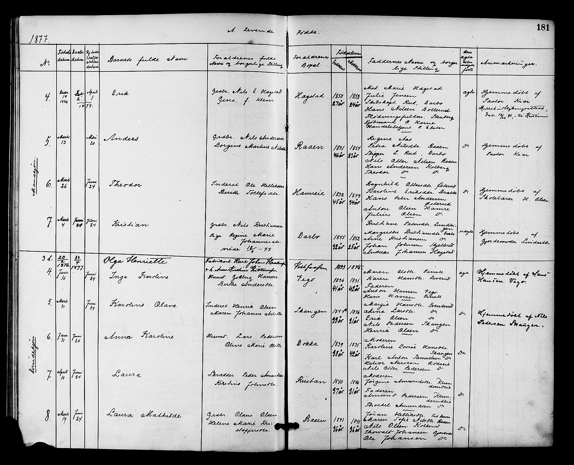 Fiskum kirkebøker, SAKO/A-15/F/Fa/L0001: Parish register (official) no. 1, 1858-1877, p. 181