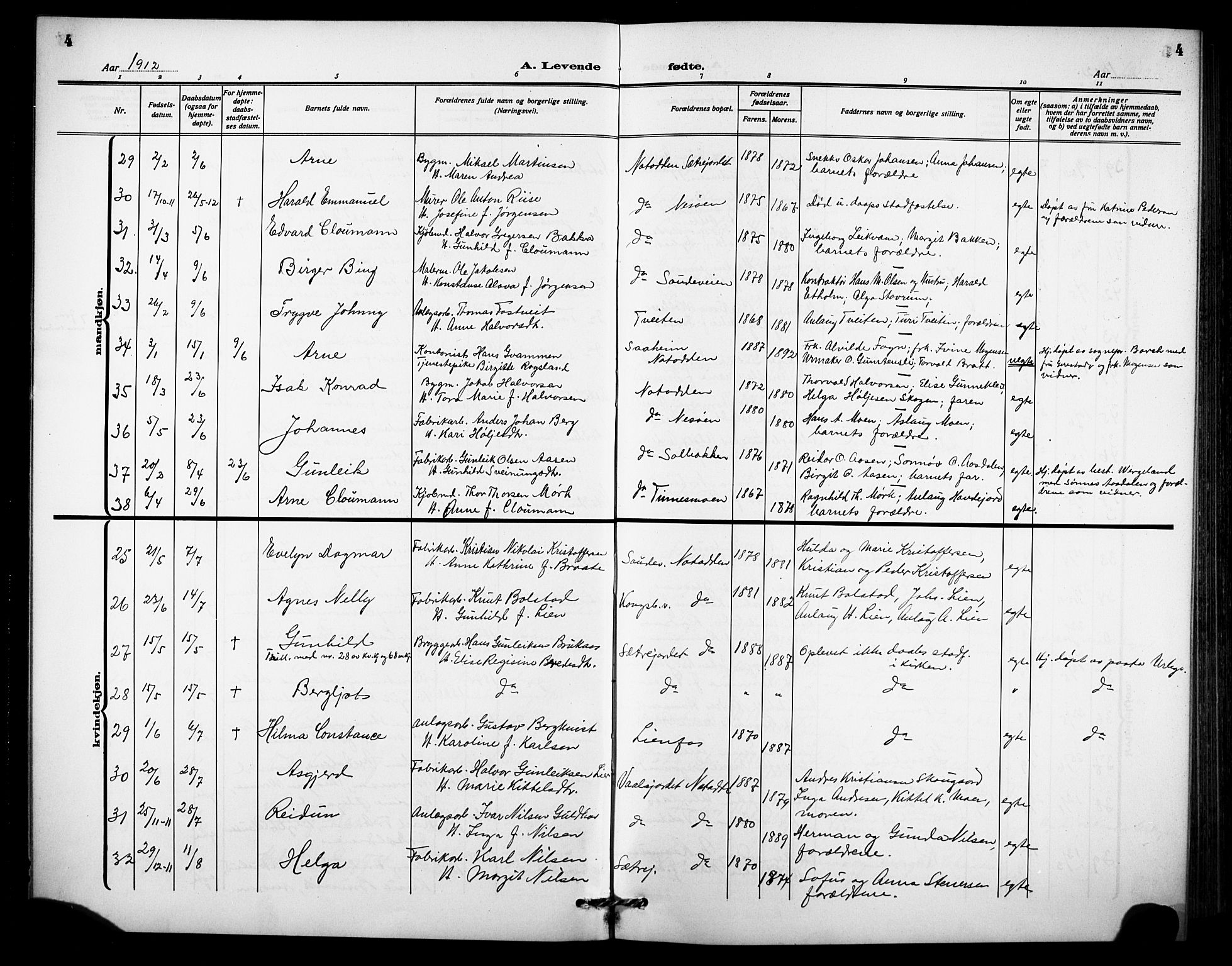 Notodden kirkebøker, AV/SAKO-A-290/G/Ga/L0001: Parish register (copy) no. 1, 1912-1923, p. 4