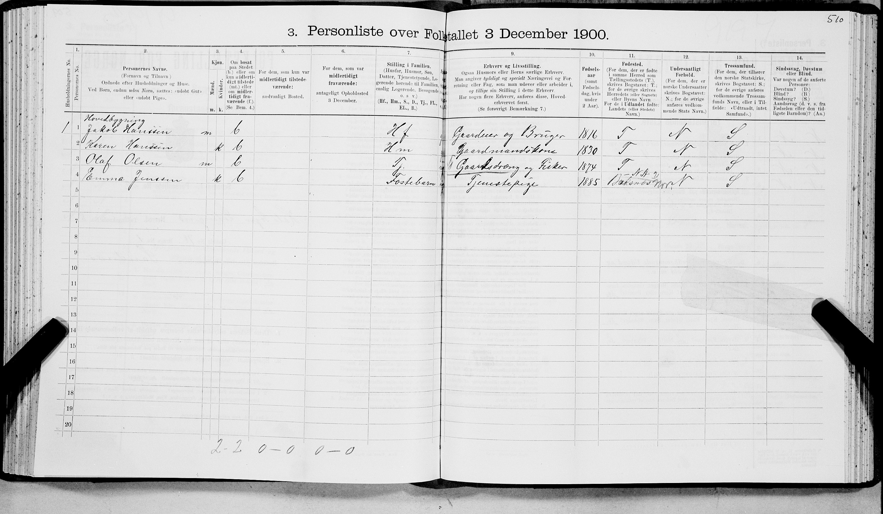 SAT, 1900 census for Lødingen, 1900, p. 991