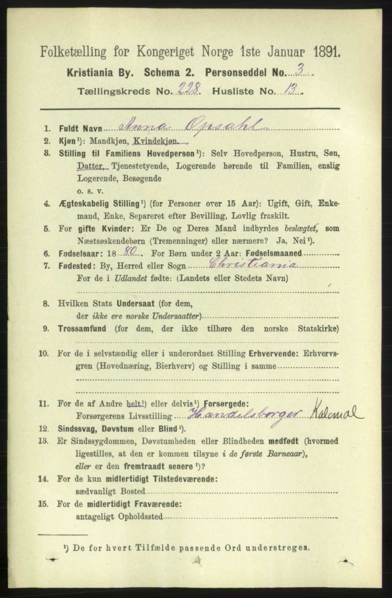 RA, 1891 census for 0301 Kristiania, 1891, p. 139781