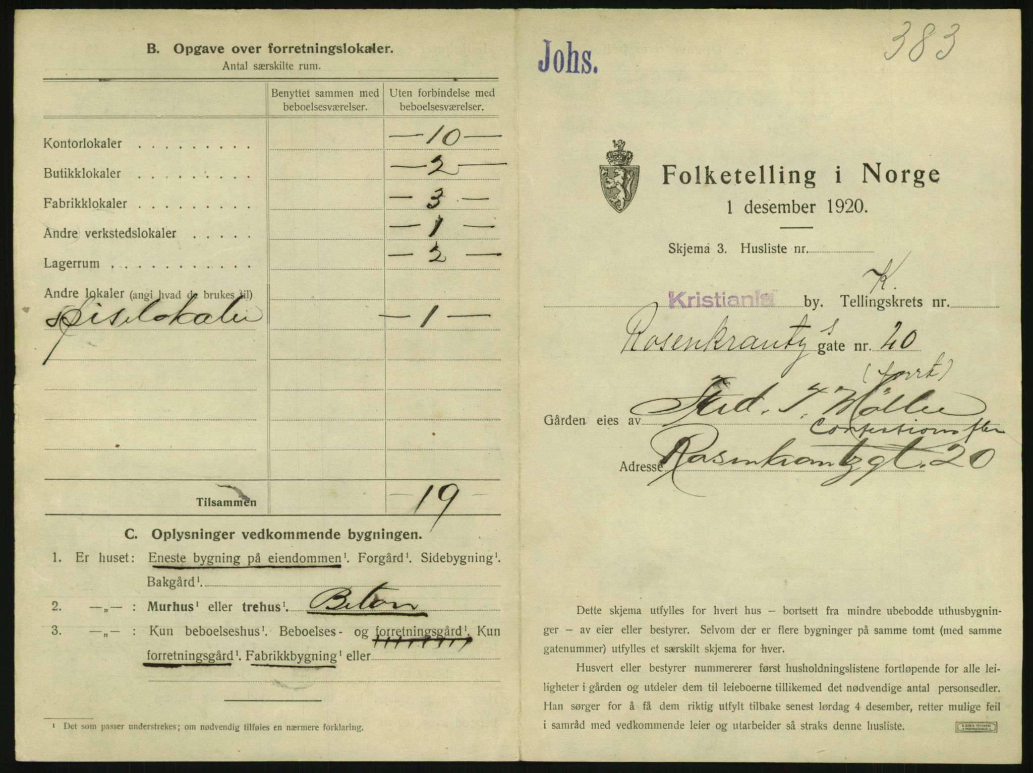 SAO, 1920 census for Kristiania, 1920, p. 84471