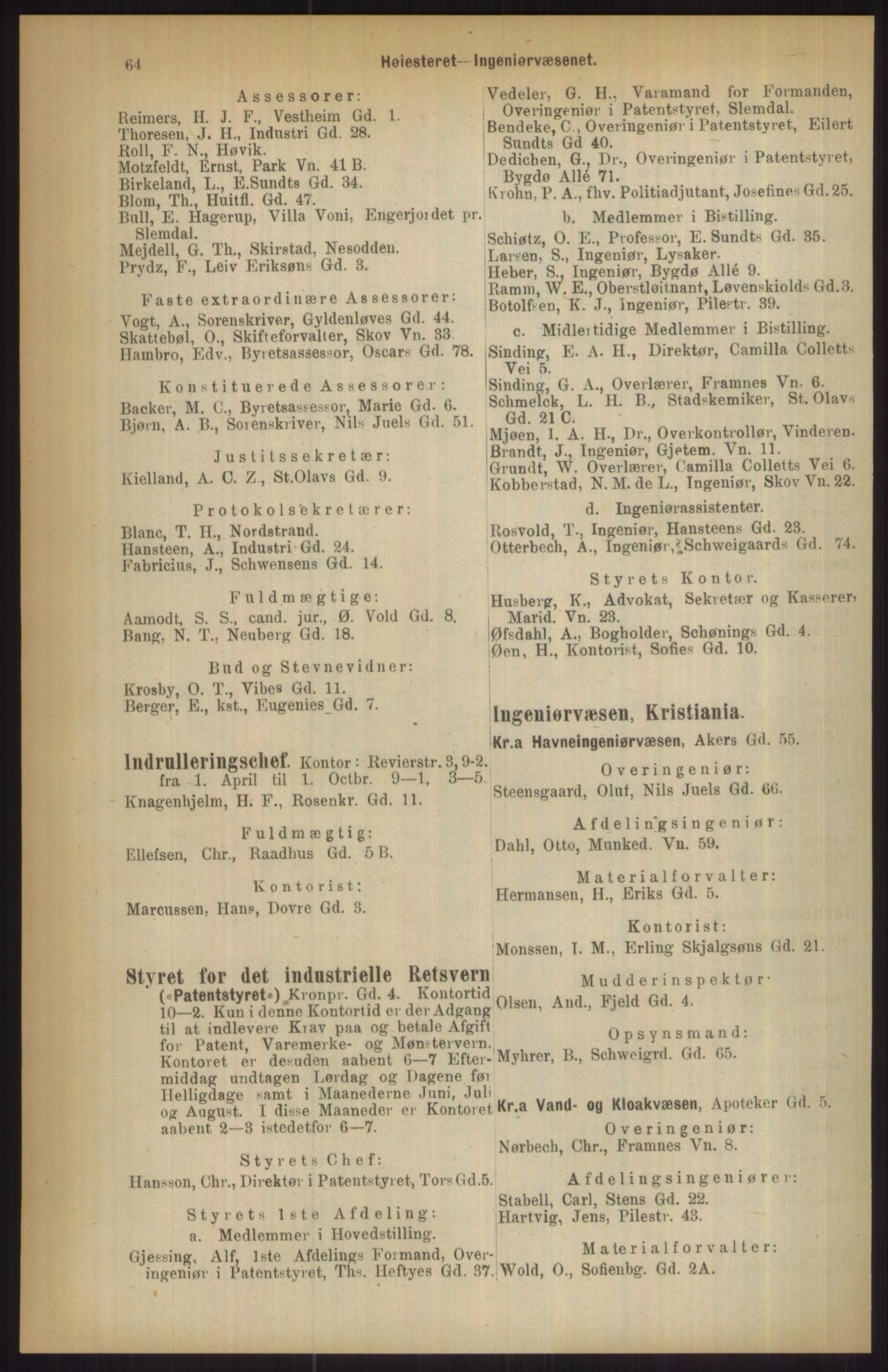 Kristiania/Oslo adressebok, PUBL/-, 1911, p. 64
