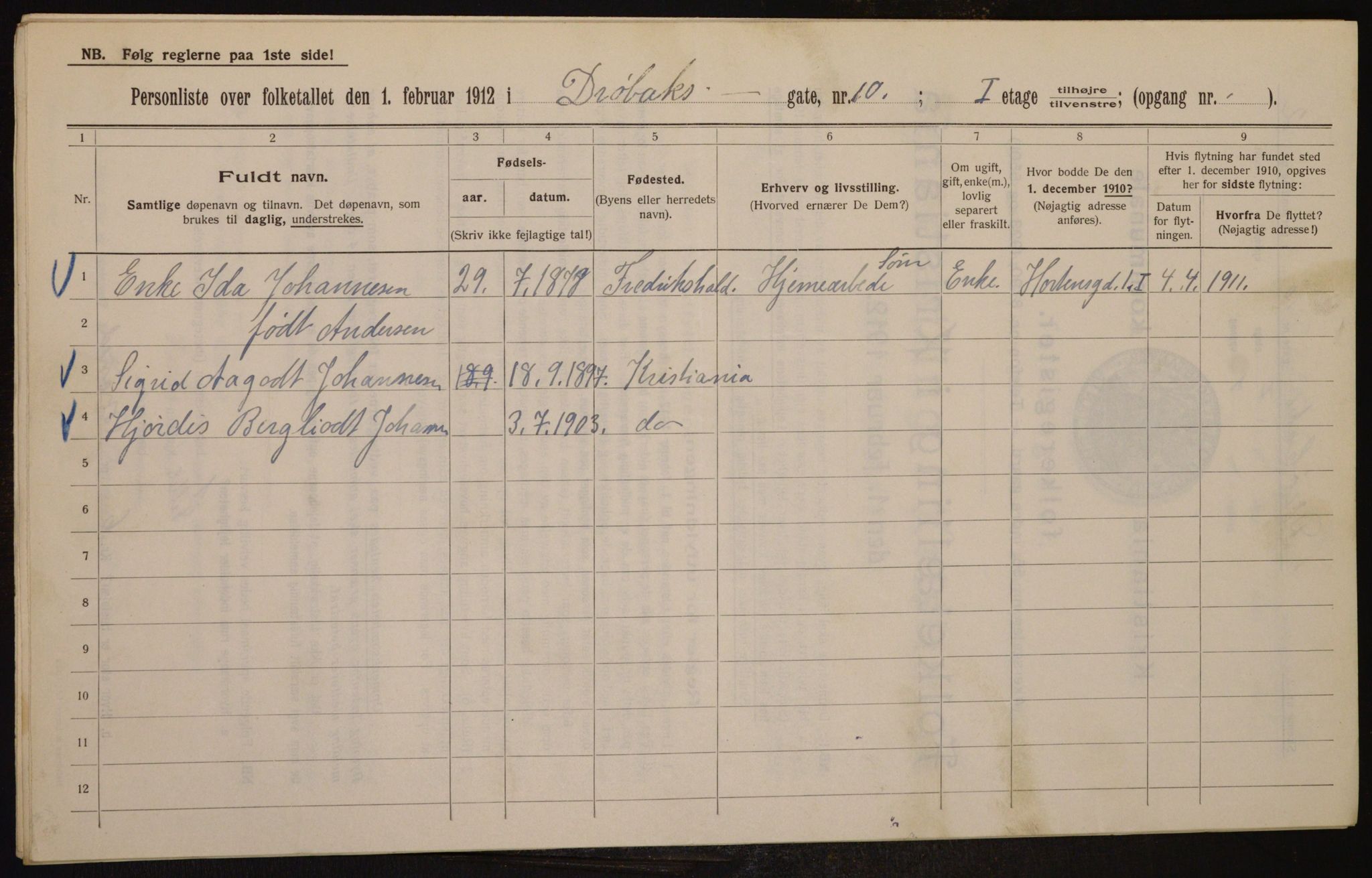 OBA, Municipal Census 1912 for Kristiania, 1912, p. 17338