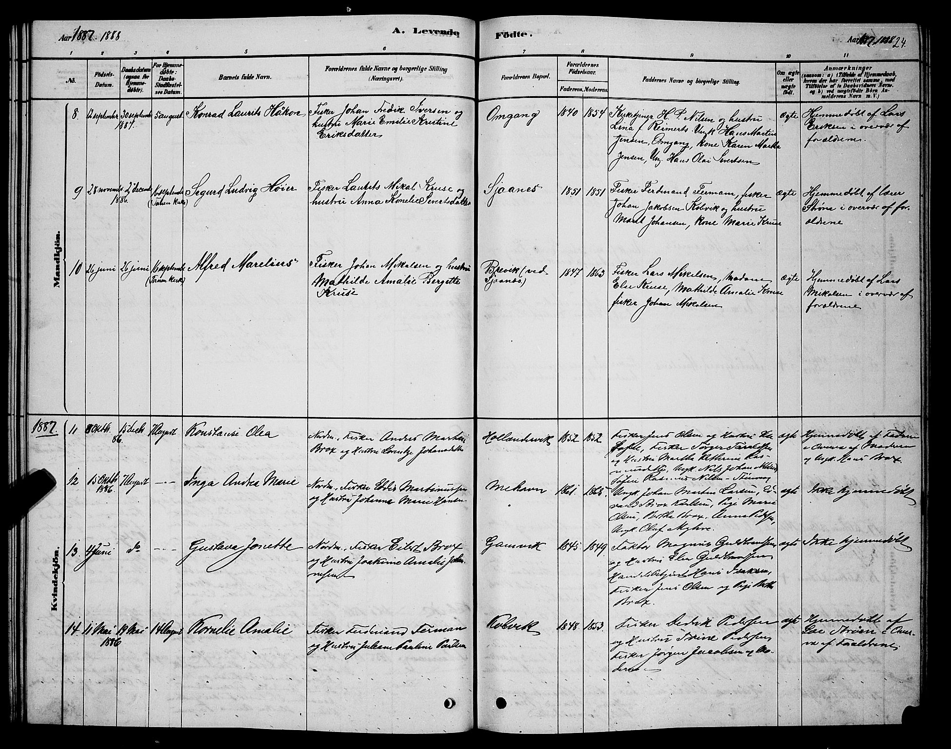 Tana sokneprestkontor, SATØ/S-1334/H/Hb/L0005klokker: Parish register (copy) no. 5, 1878-1891, p. 24