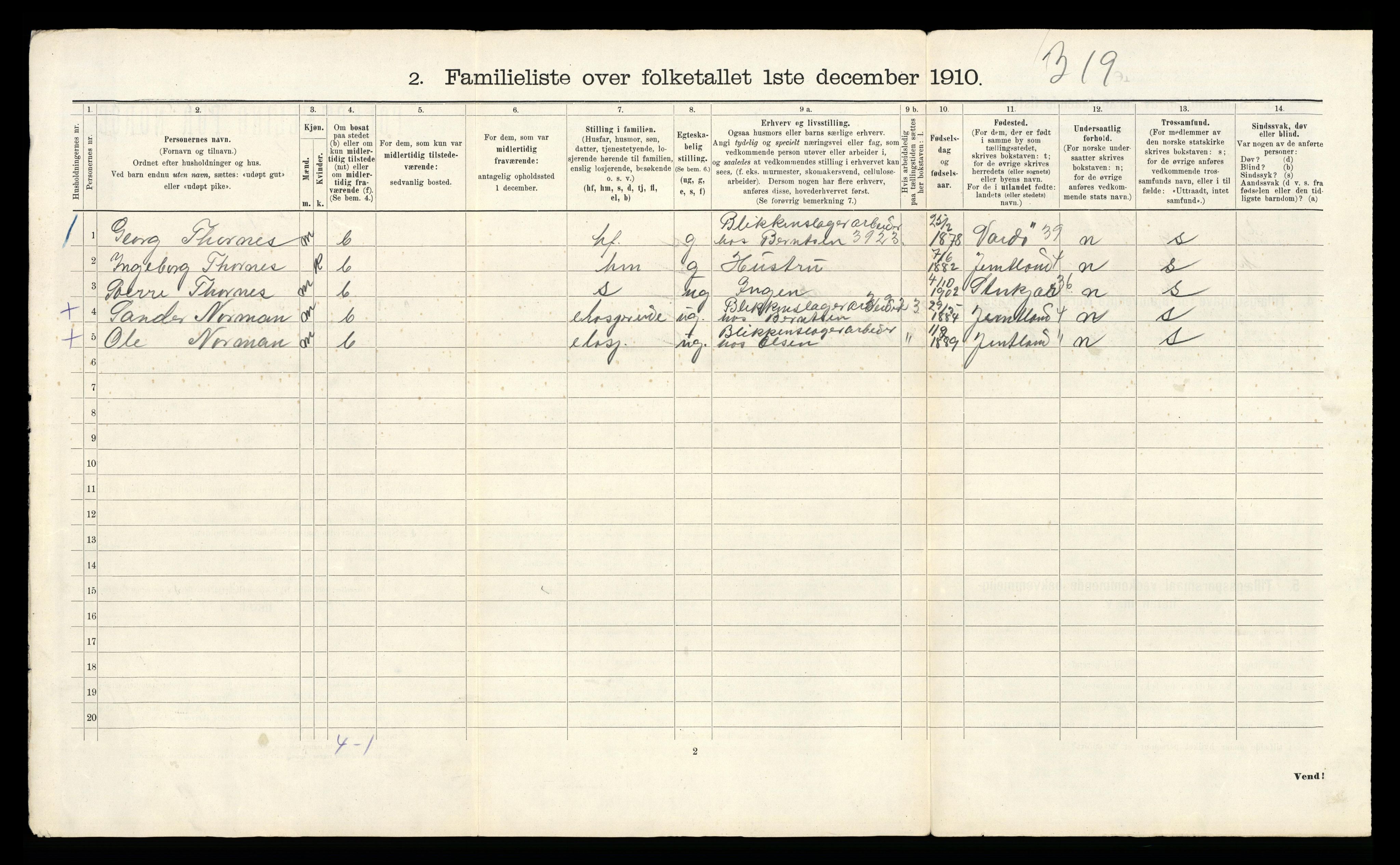 RA, 1910 census for Trondheim, 1910, p. 22164