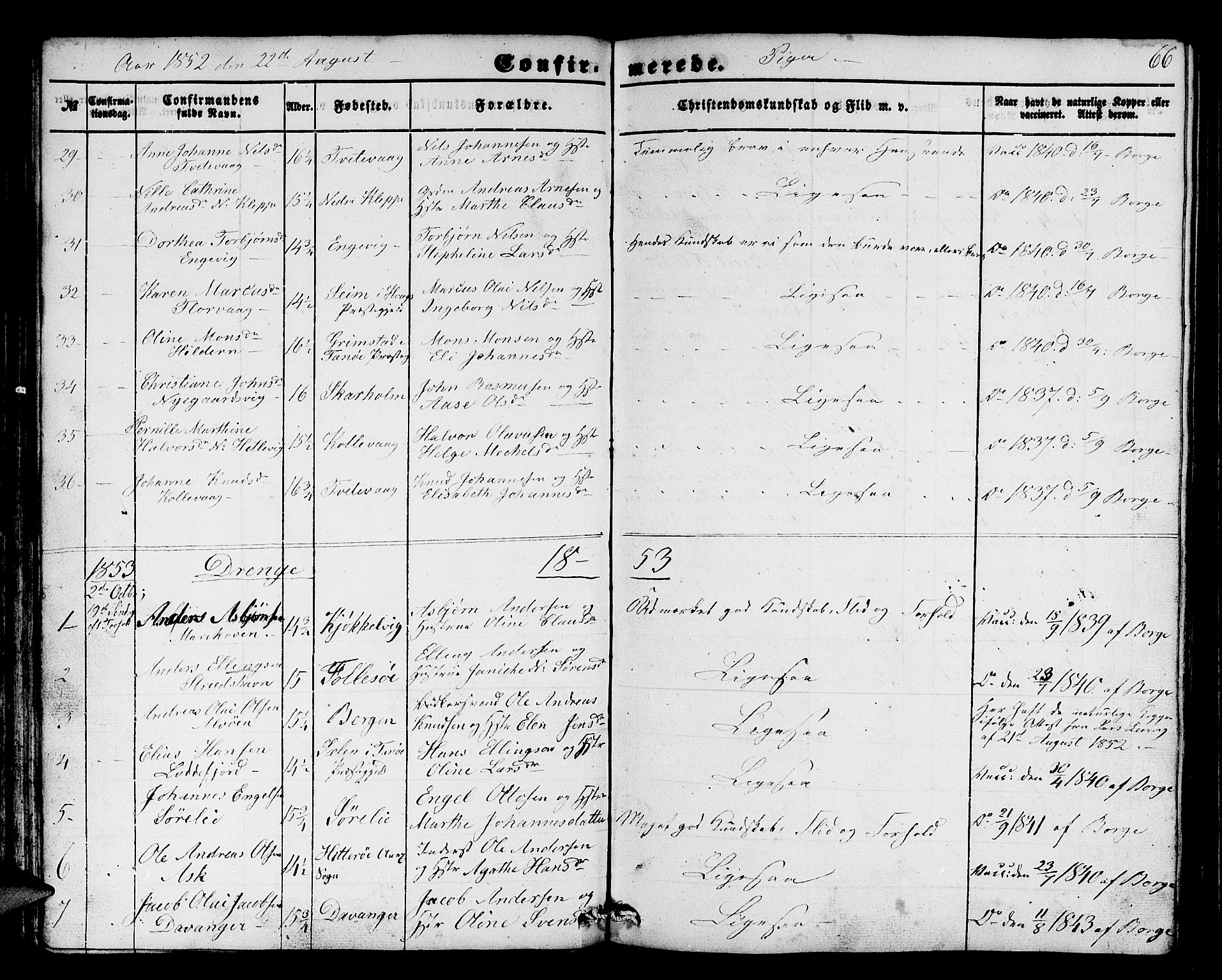 Askøy Sokneprestembete, SAB/A-74101/H/Ha/Hab/Haba/L0004: Parish register (copy) no. A 4, 1852-1864, p. 66