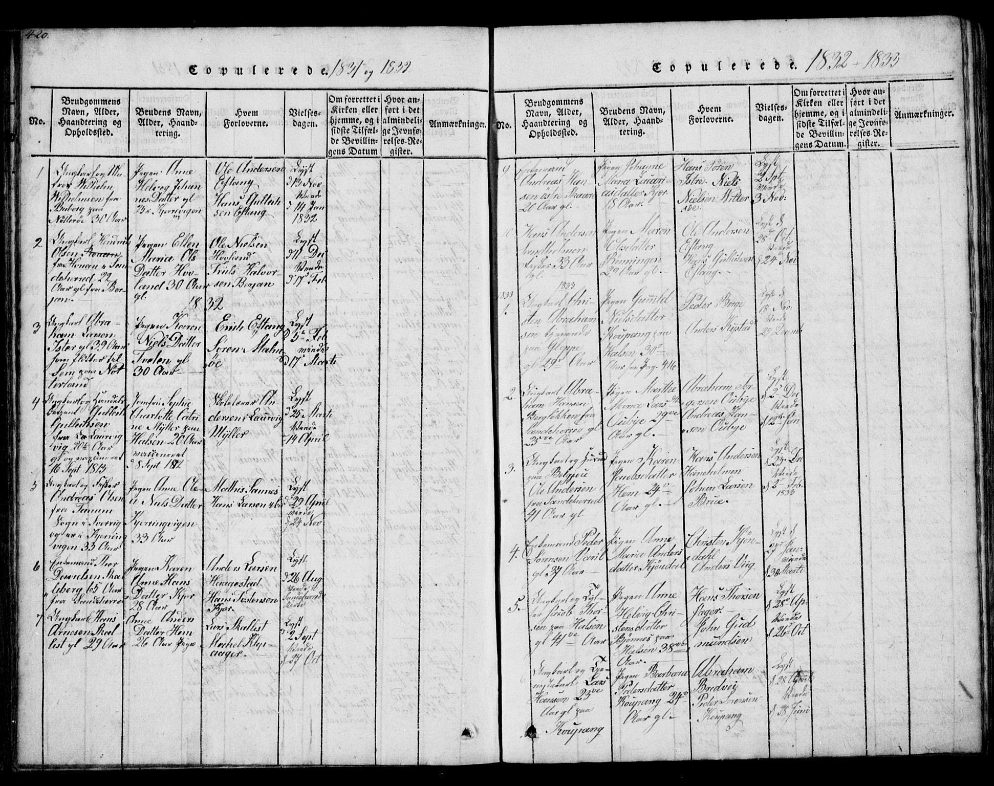 Tjølling kirkebøker, SAKO/A-60/G/Ga/L0001: Parish register (copy) no. 1, 1814-1835, p. 420