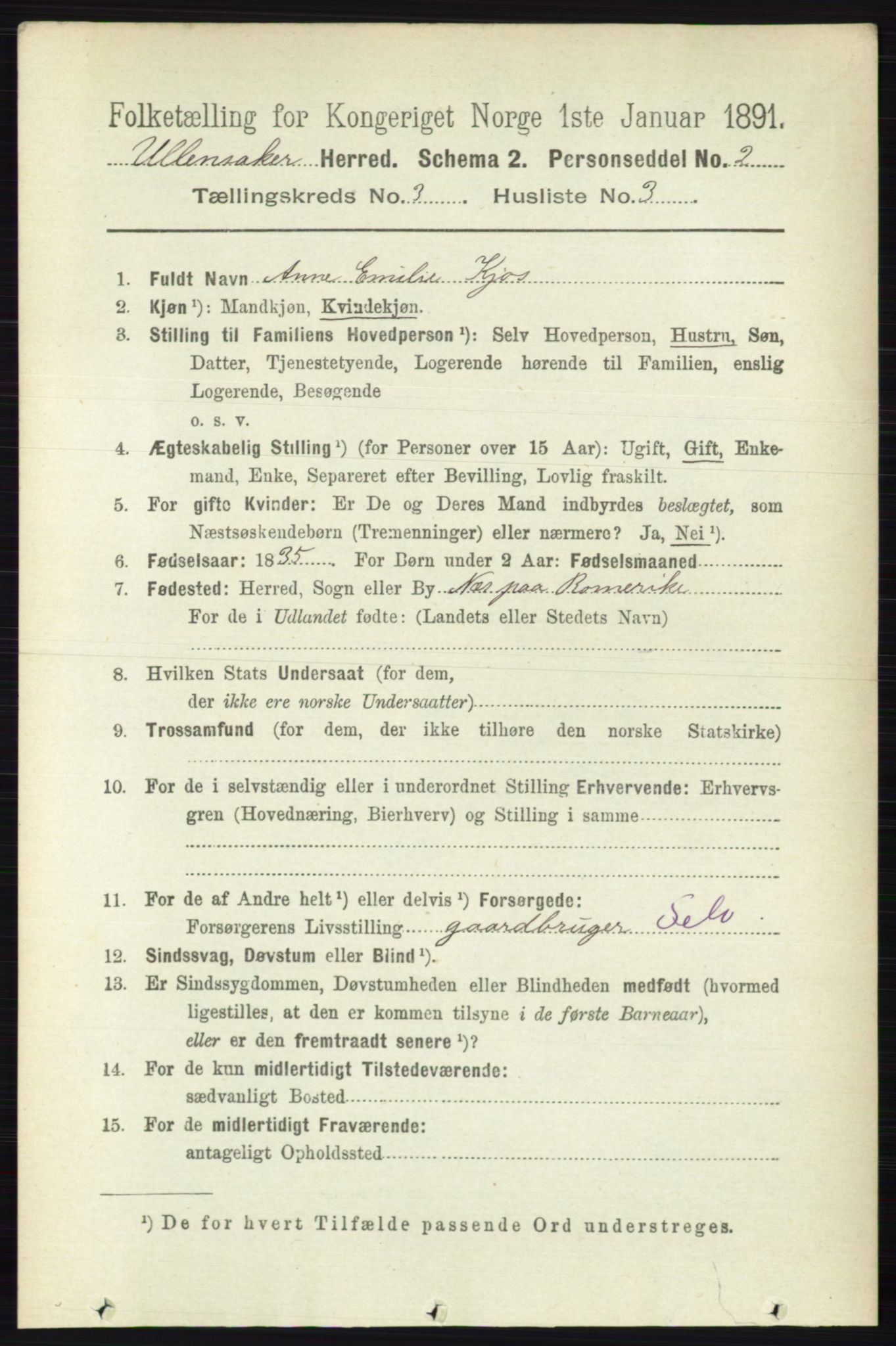 RA, 1891 census for 0235 Ullensaker, 1891, p. 1124