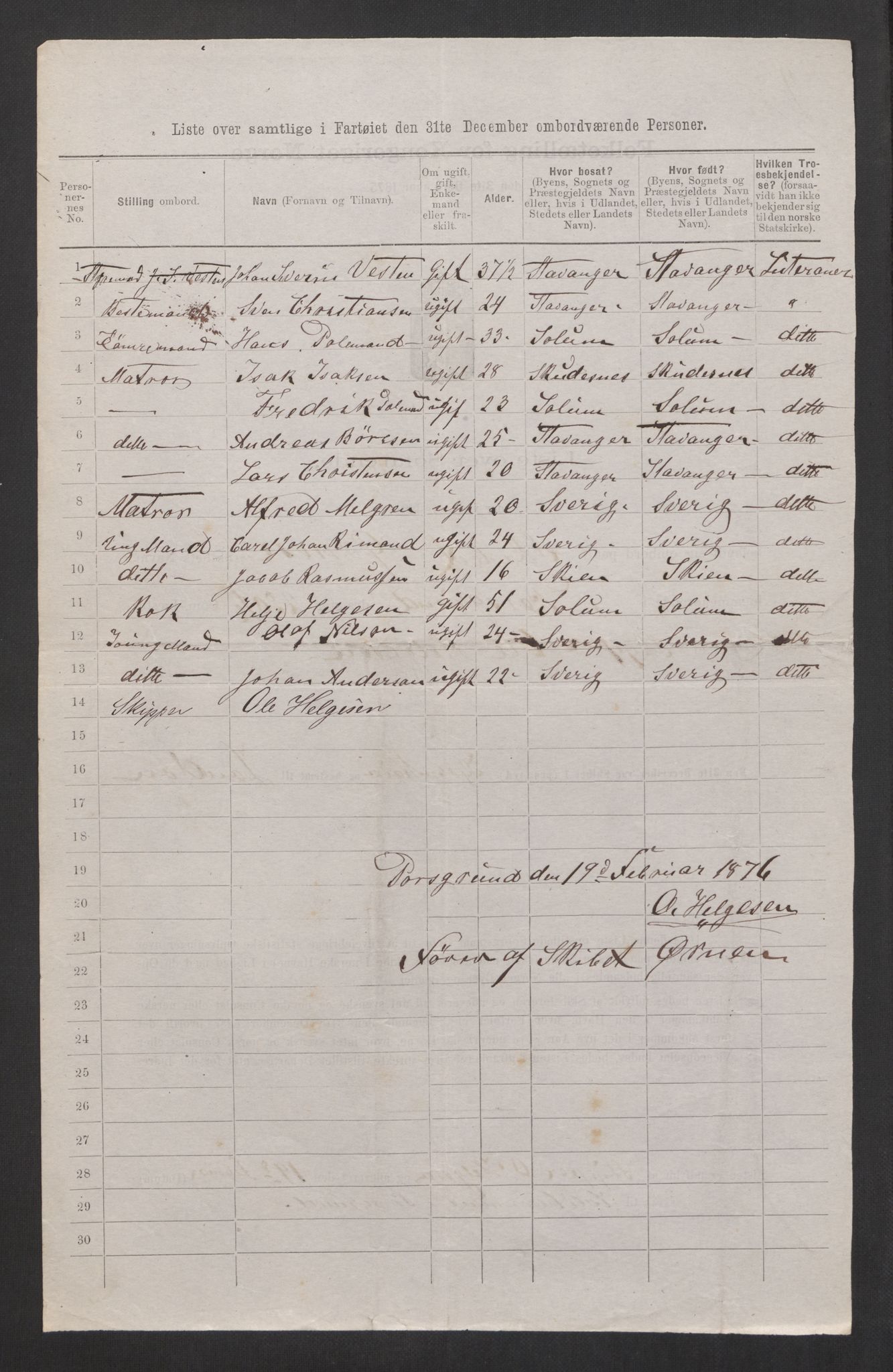 RA, 1875 census, lists of crew on ships: Ships in domestic ports, 1875, p. 296