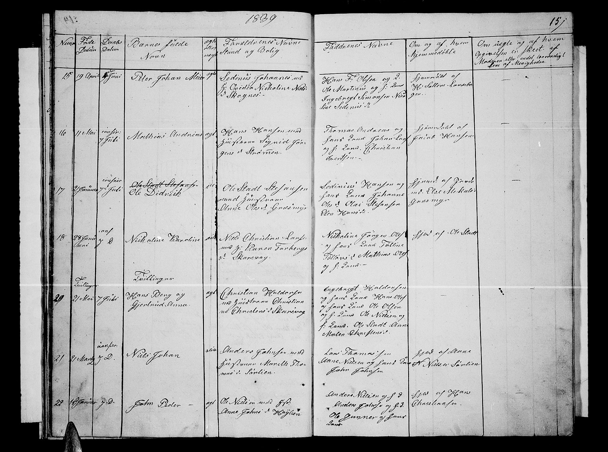 Lenvik sokneprestembete, SATØ/S-1310/H/Ha/Hab/L0002klokker: Parish register (copy) no. 2, 1838-1843, p. 15